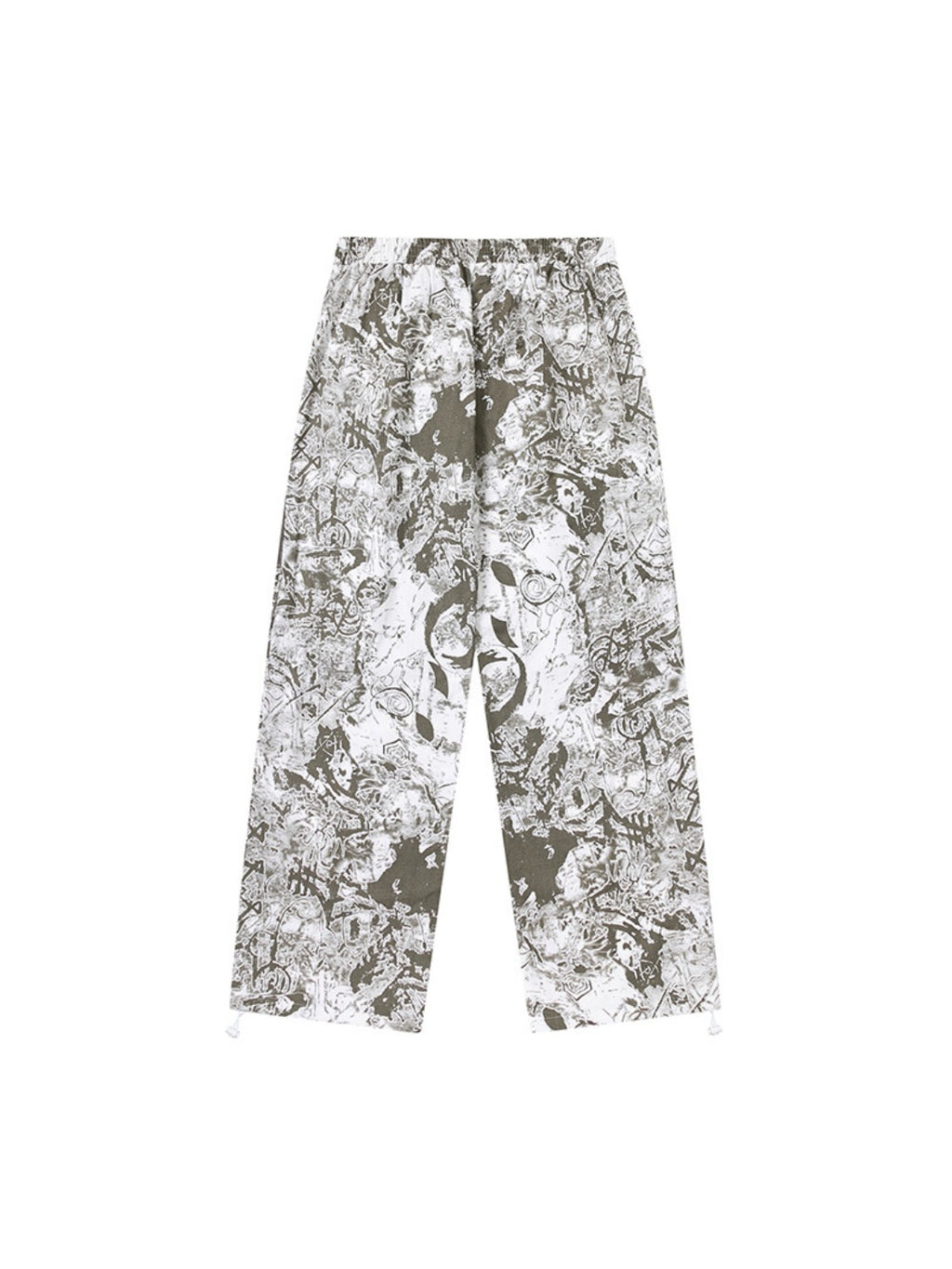 Printed Drawstring Multi-pocket Cargo Pants