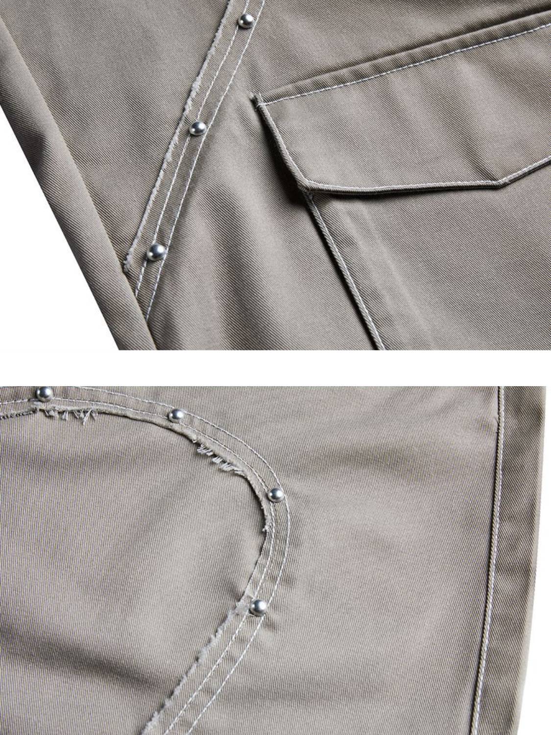 Heart Rivet Multi-pocket Jeans