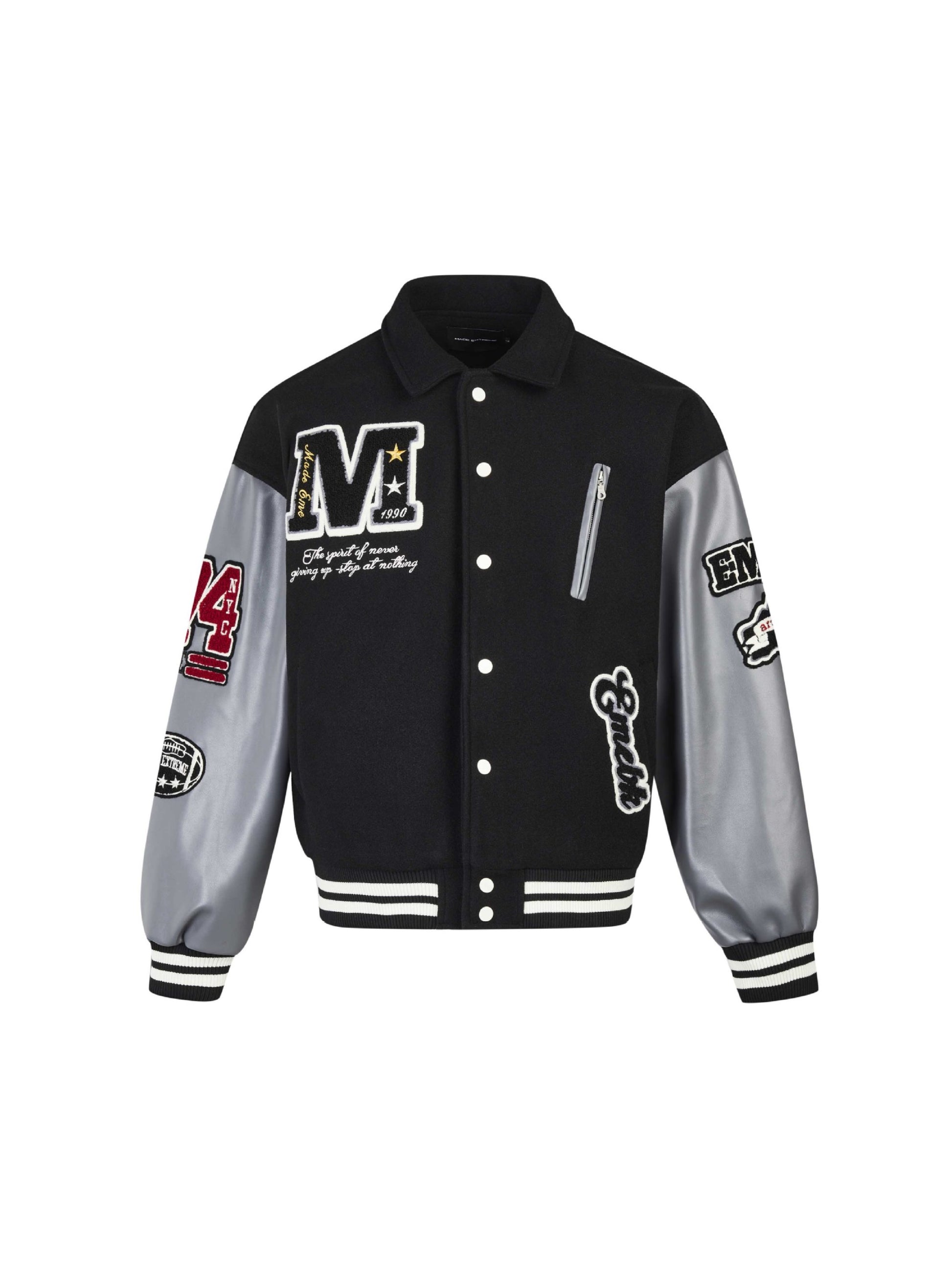 Letter Embroidery Assemble Collision Color Jacket