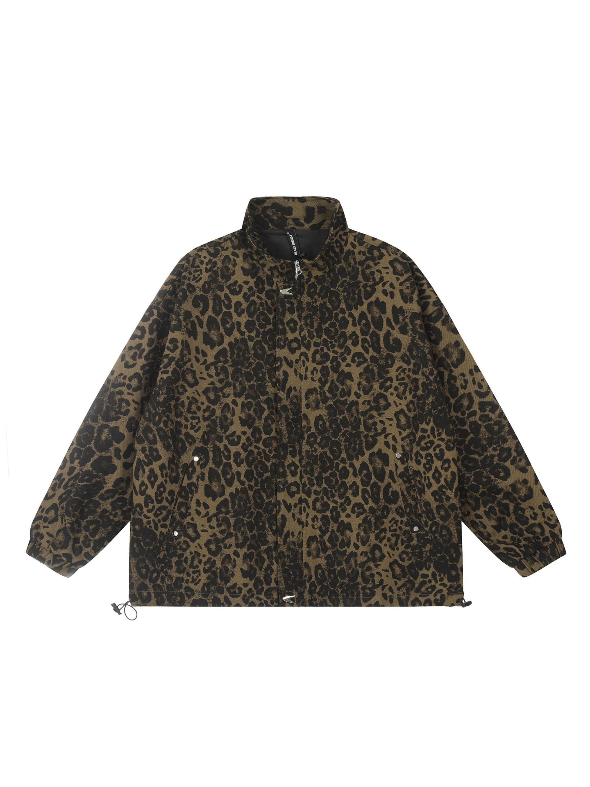 Leopard Print Stand Collar Jacket