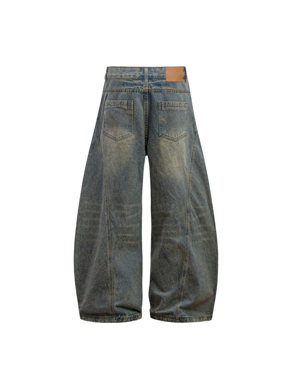 Washed Curved Splicing Jeans