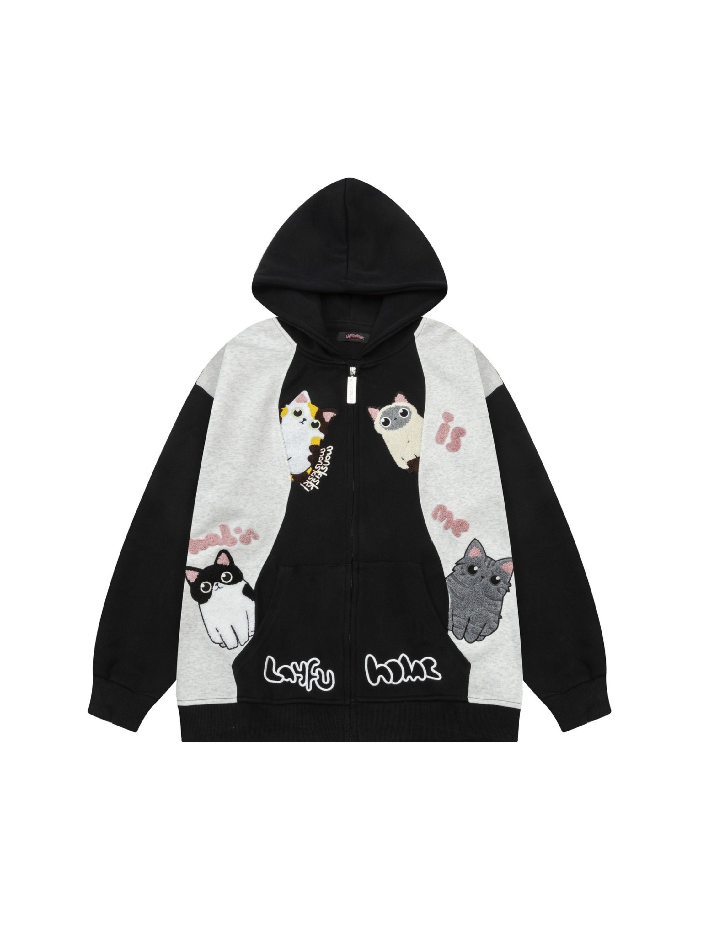 Cat Contrast Color Hoodie