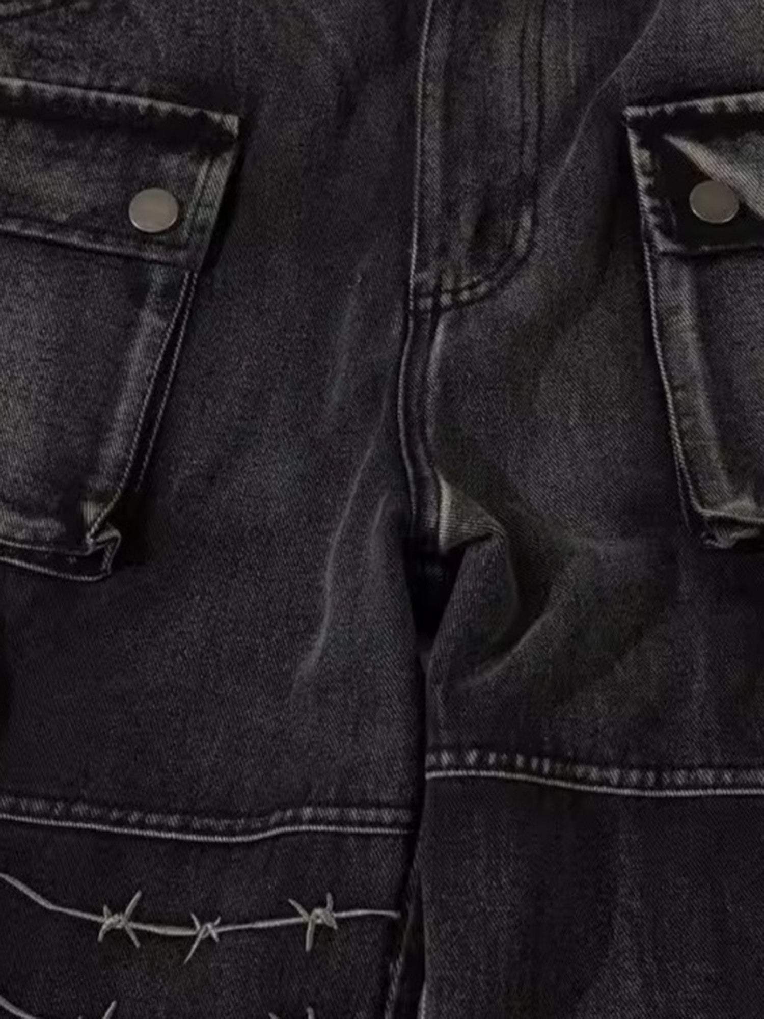 Disguisen High Street VIBE Heavy Embroidery Loose Wide Leg Hip-Hop Jeans
