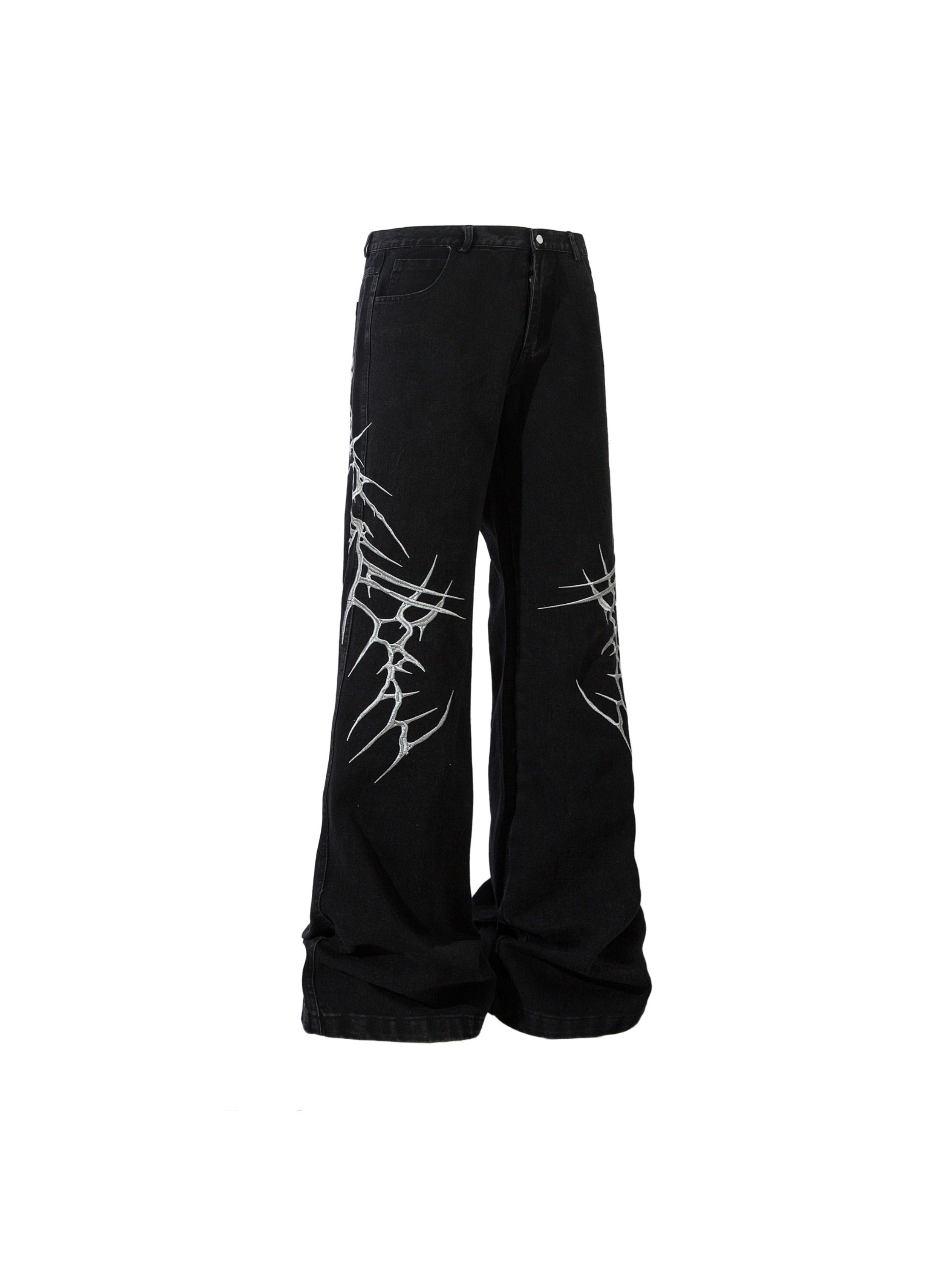 Thorn Embroidered Straight-leg Jeans