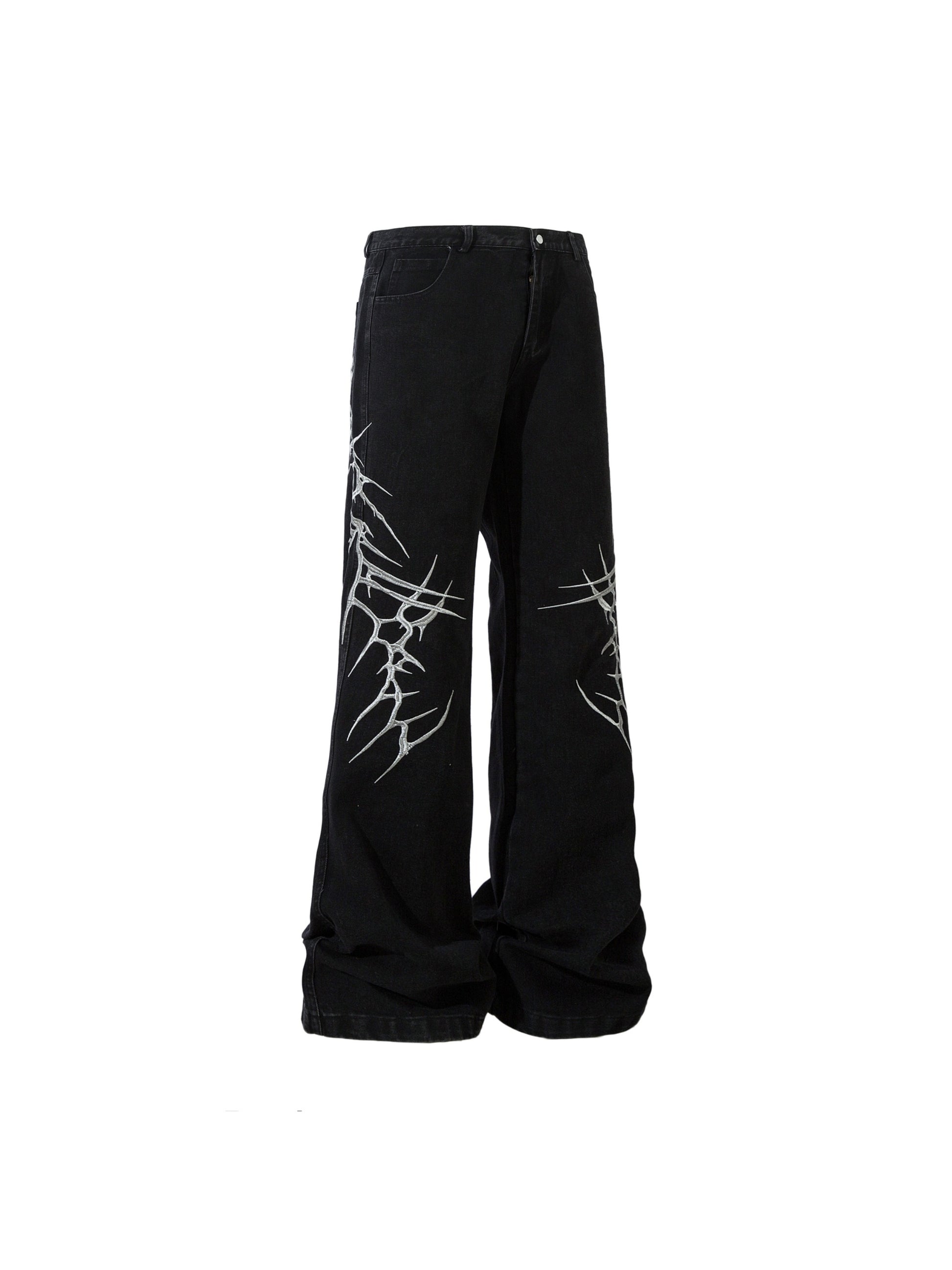 Thorn Embroidered Straight-leg Jeans