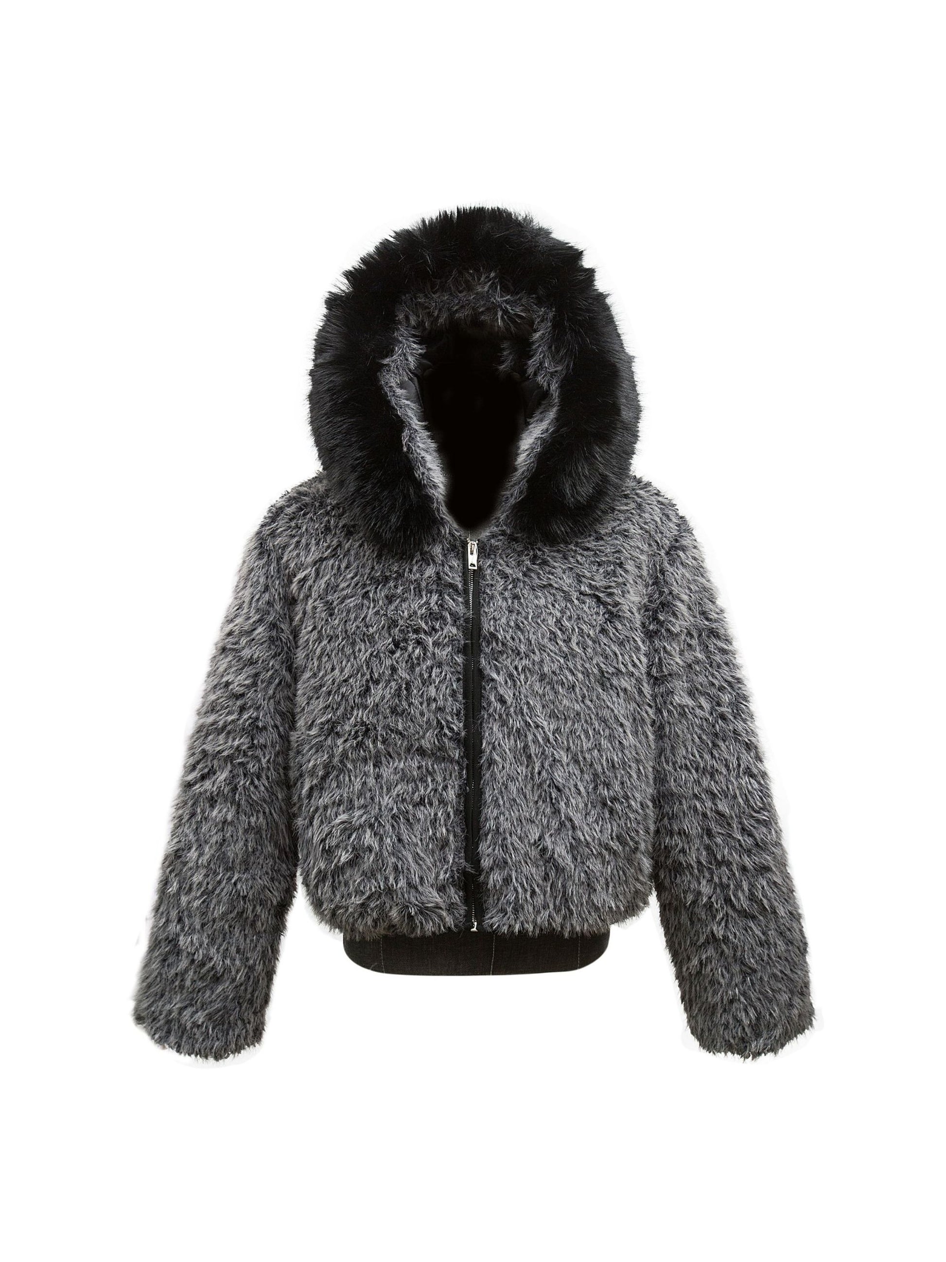 Fur Collar Plush Quilted Hooded Jacket
