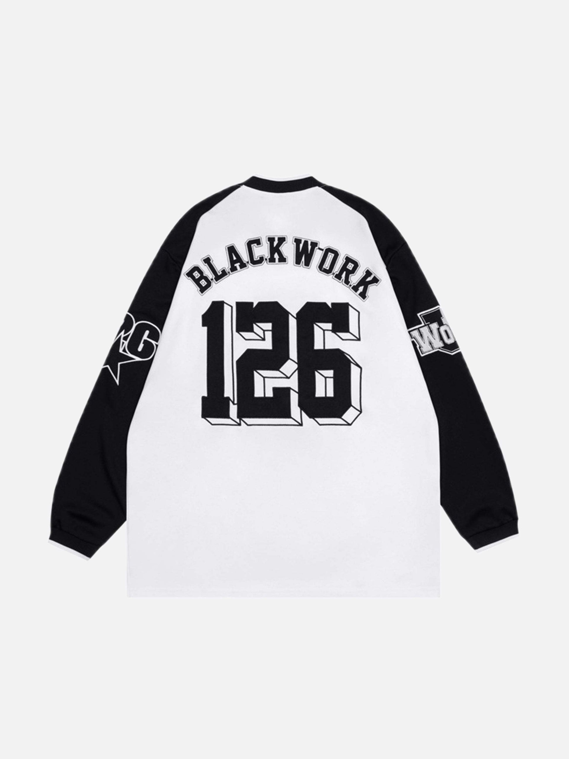 Disguisen V-neck Digital Fabric Embroidered Long Sleeve Sweatshirt