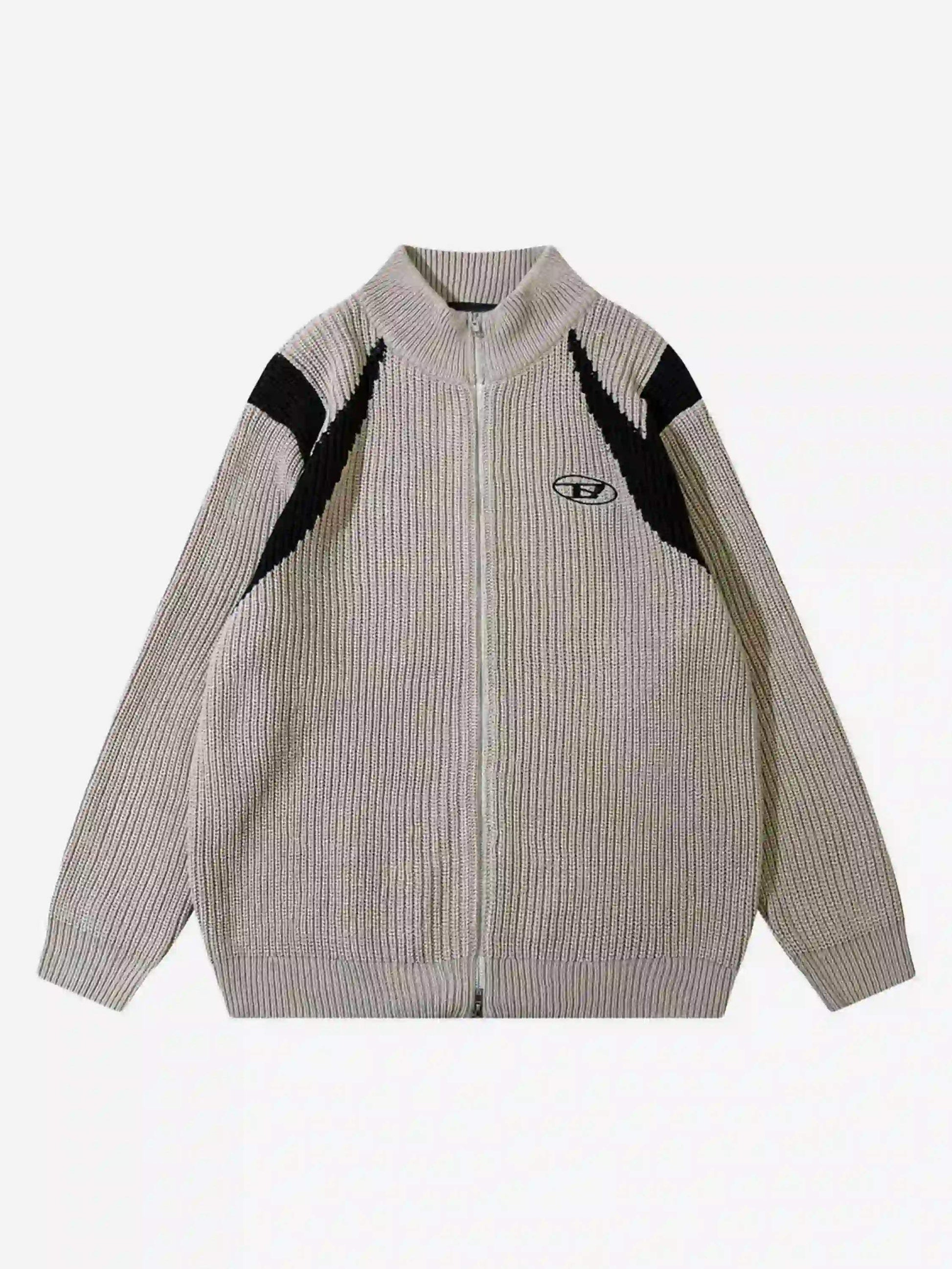 Disguisen American Style Color Blocking Zipper Cardigan