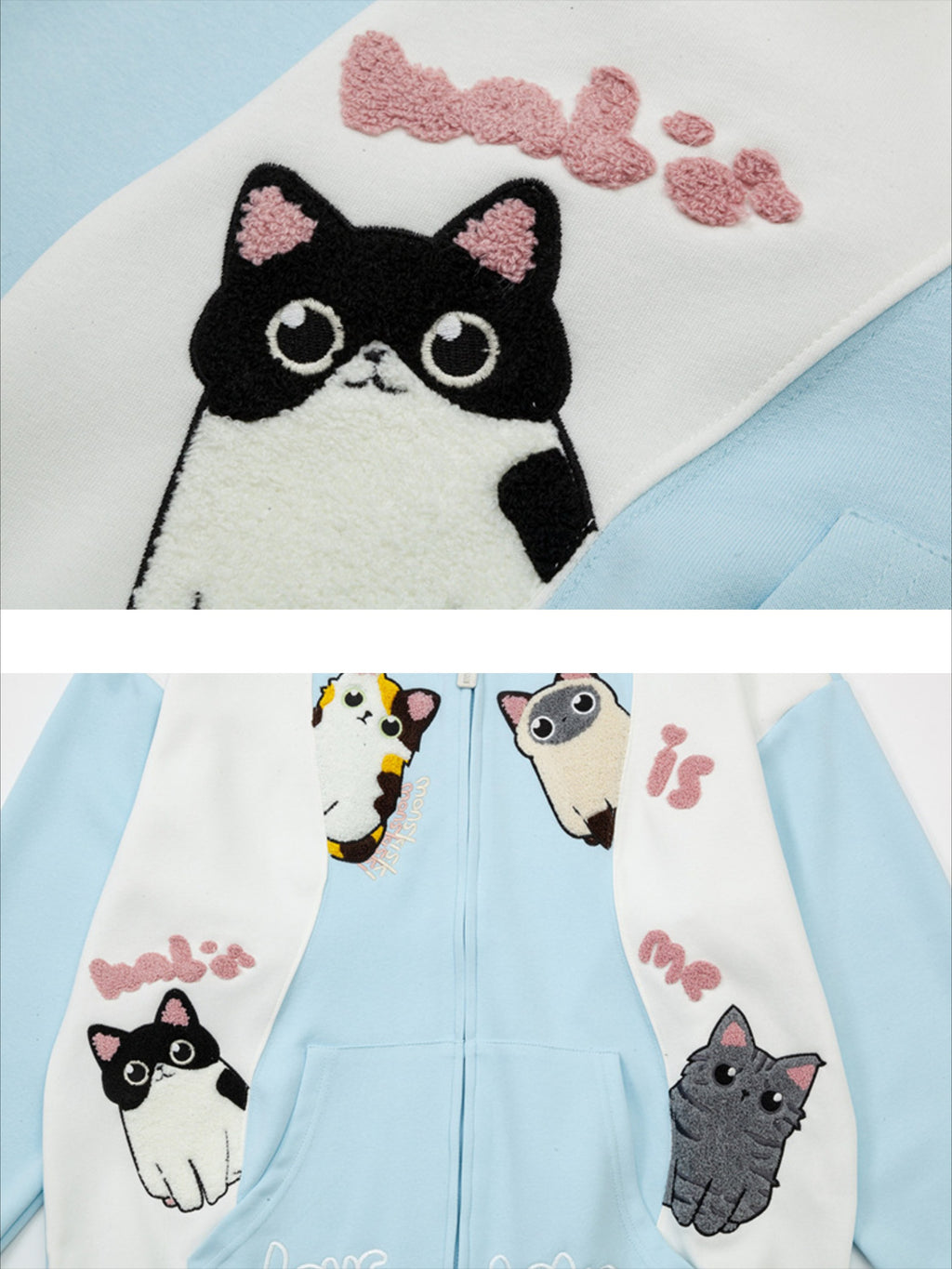 Cat Contrast Color Hoodie