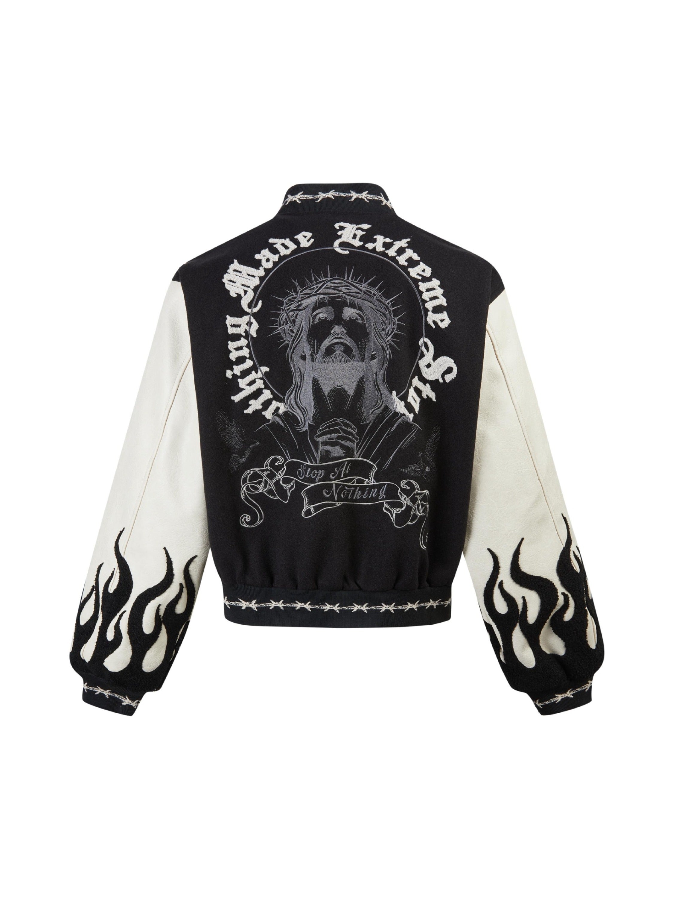 Vintage Embroidered Contrast Baseball Jacket