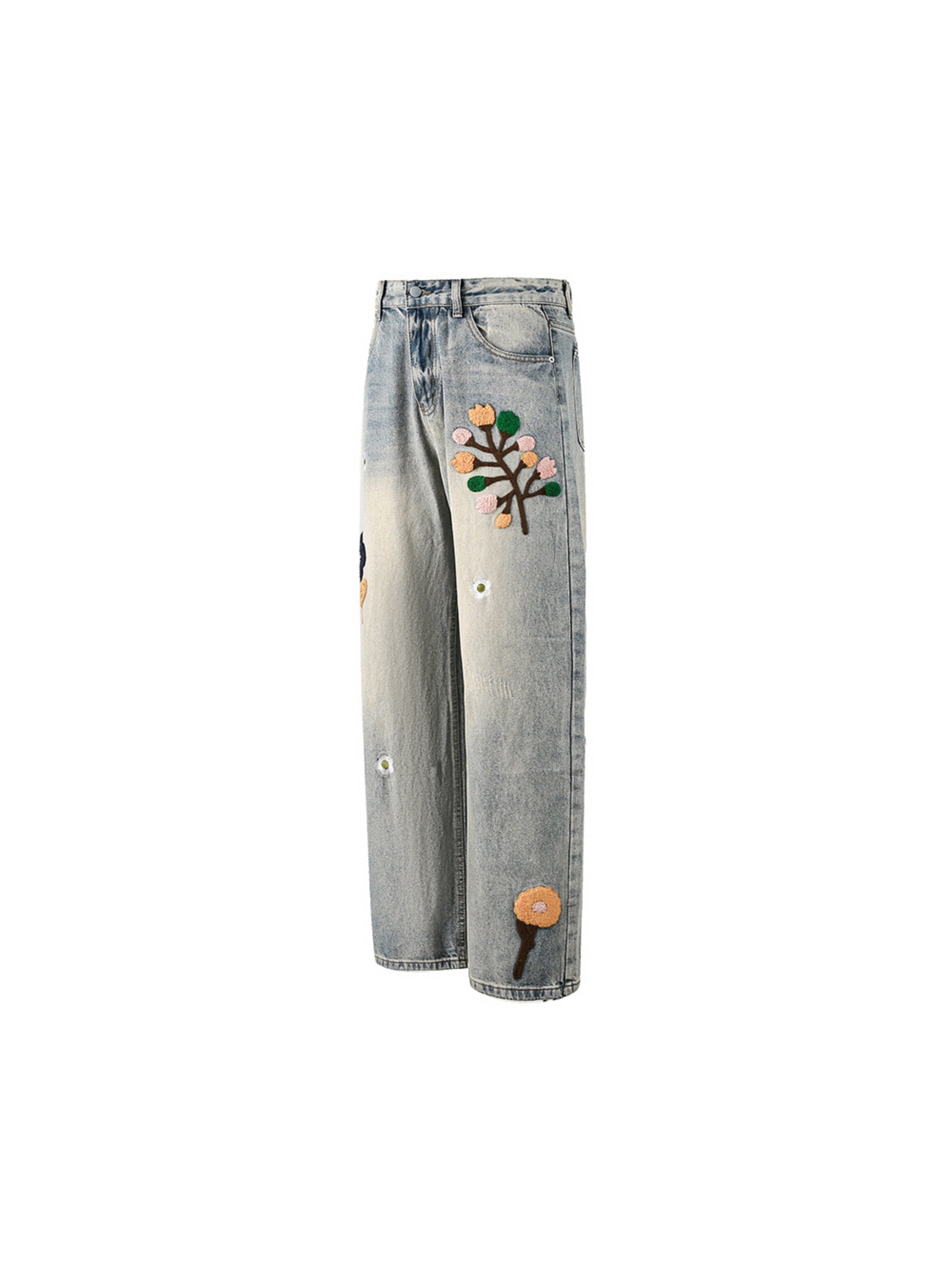Vintage Floral Towel Embroidered Jeans