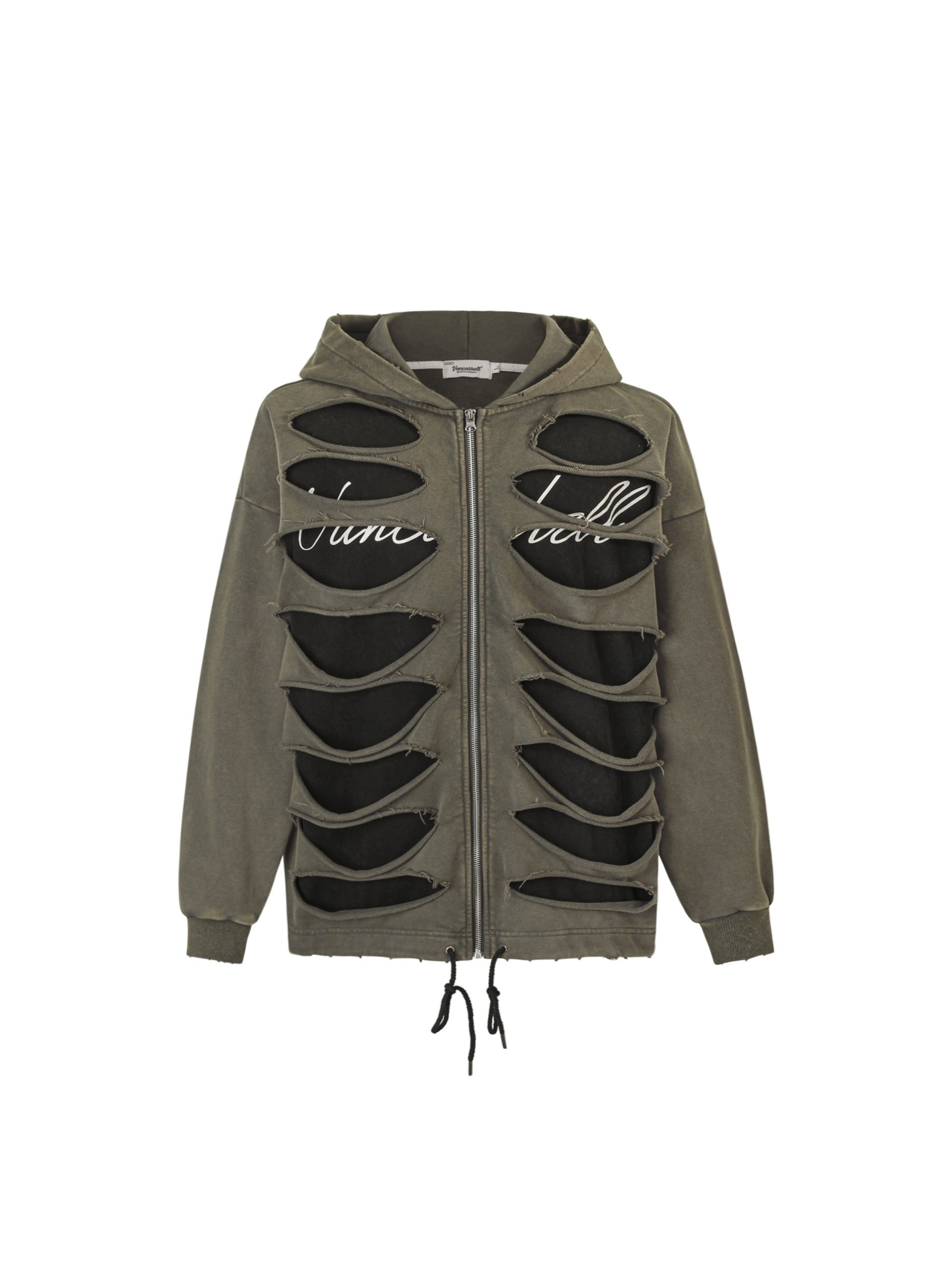 Hollow Hole Zipper Hoodie