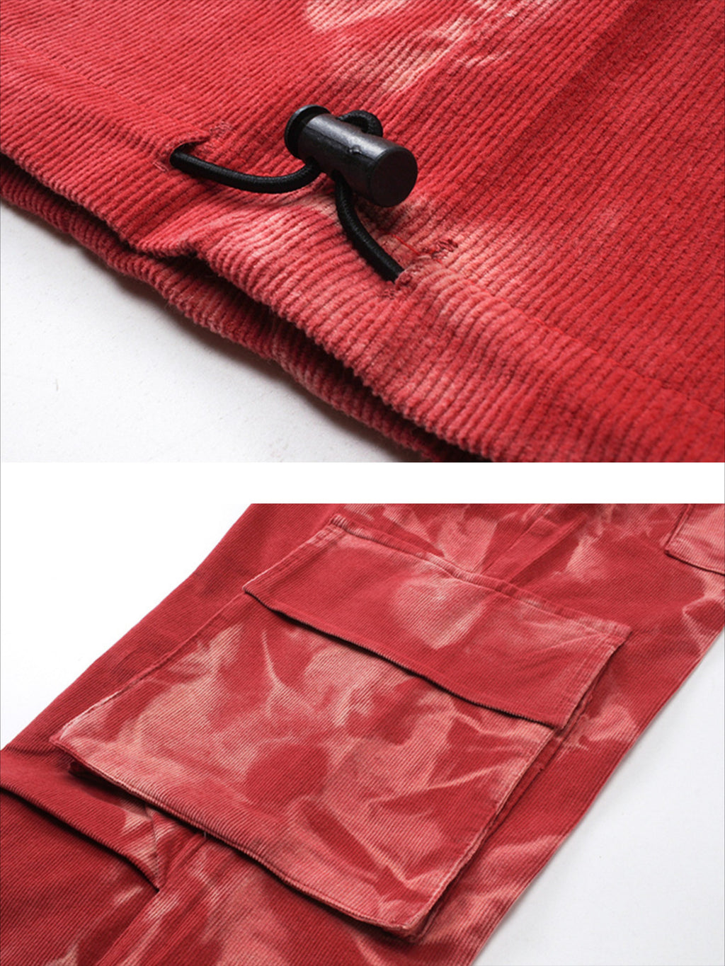 Tie-dye Pleated Corduroy Multi-pocket Pants