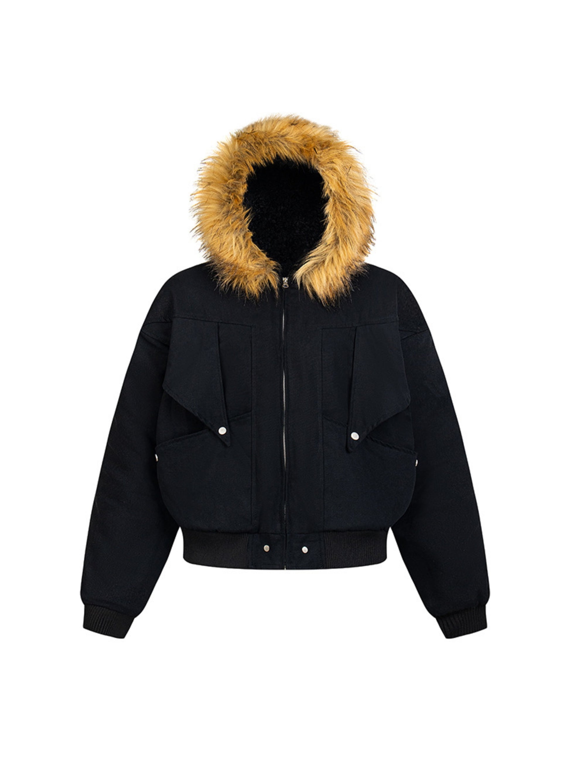 Vintage Button Fur Collar Coat