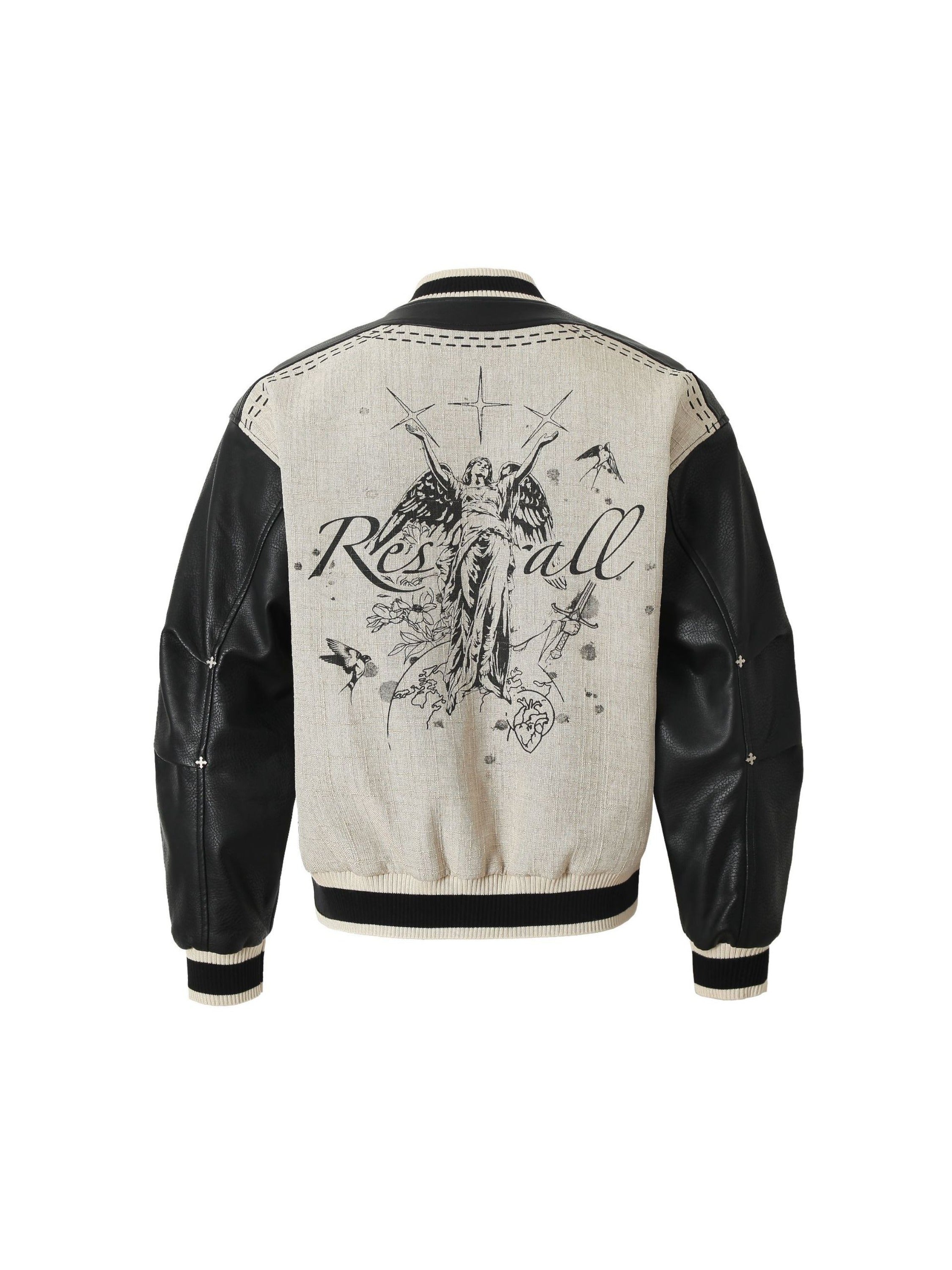Vintage Stitching Stand Collar Leather Jacket