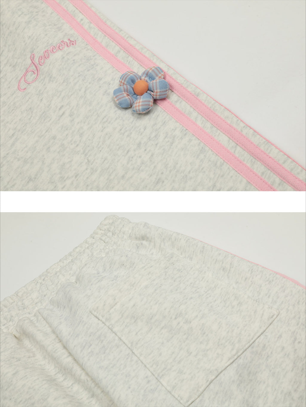 3D Flower Stripe Casual Pants
