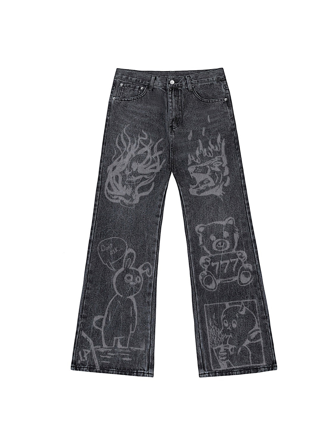 Vintage Graffiti Print Jeans