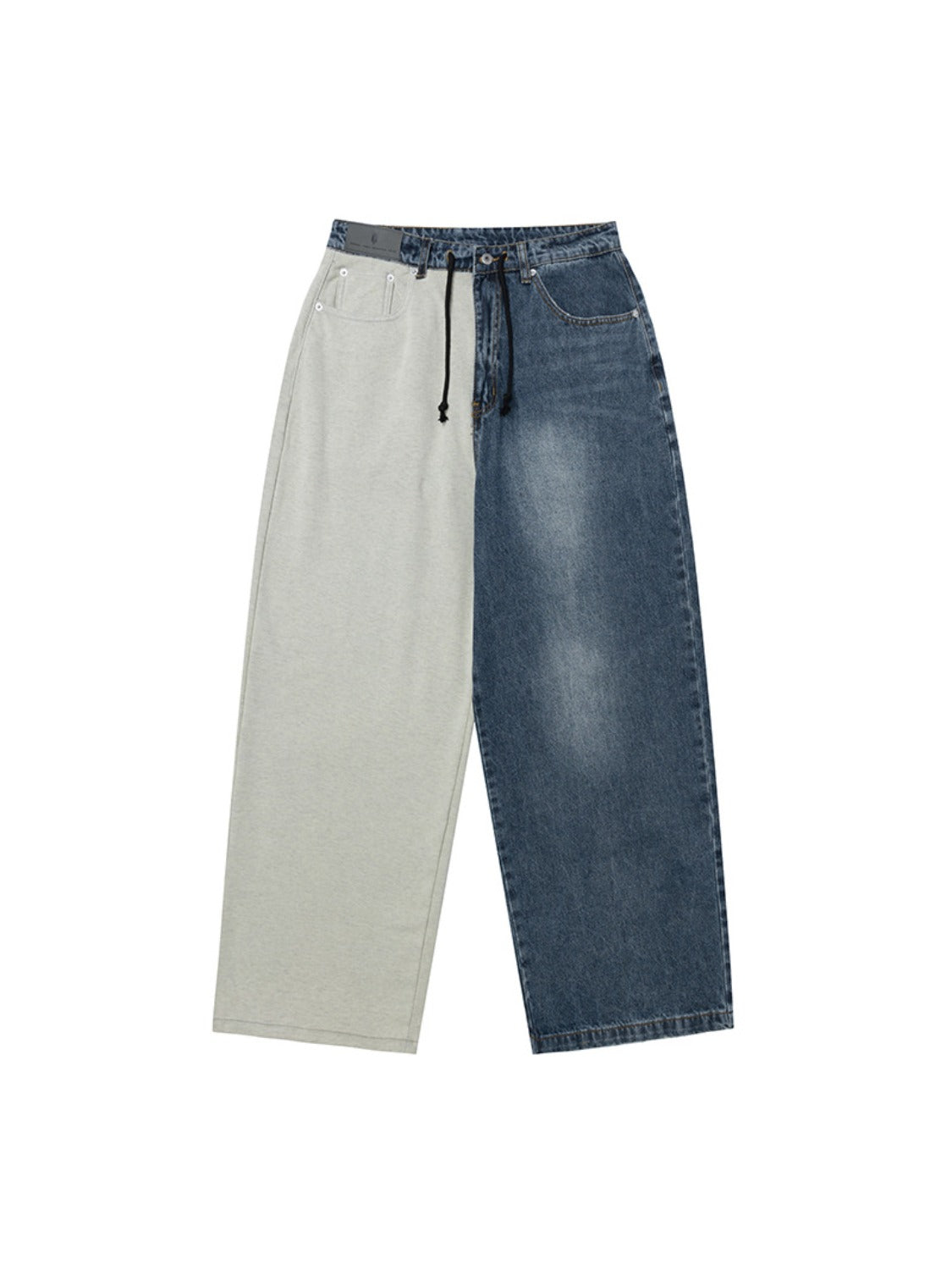Double Fabric Splicing Drawstring Jeans