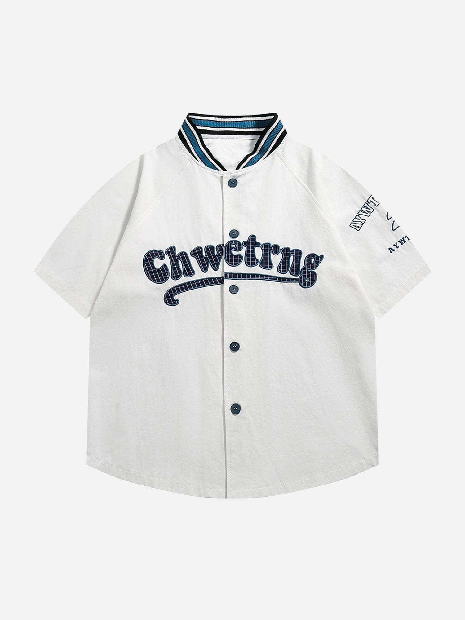 Disguisen American Retro Letter Patch Short-sleeved Shirt