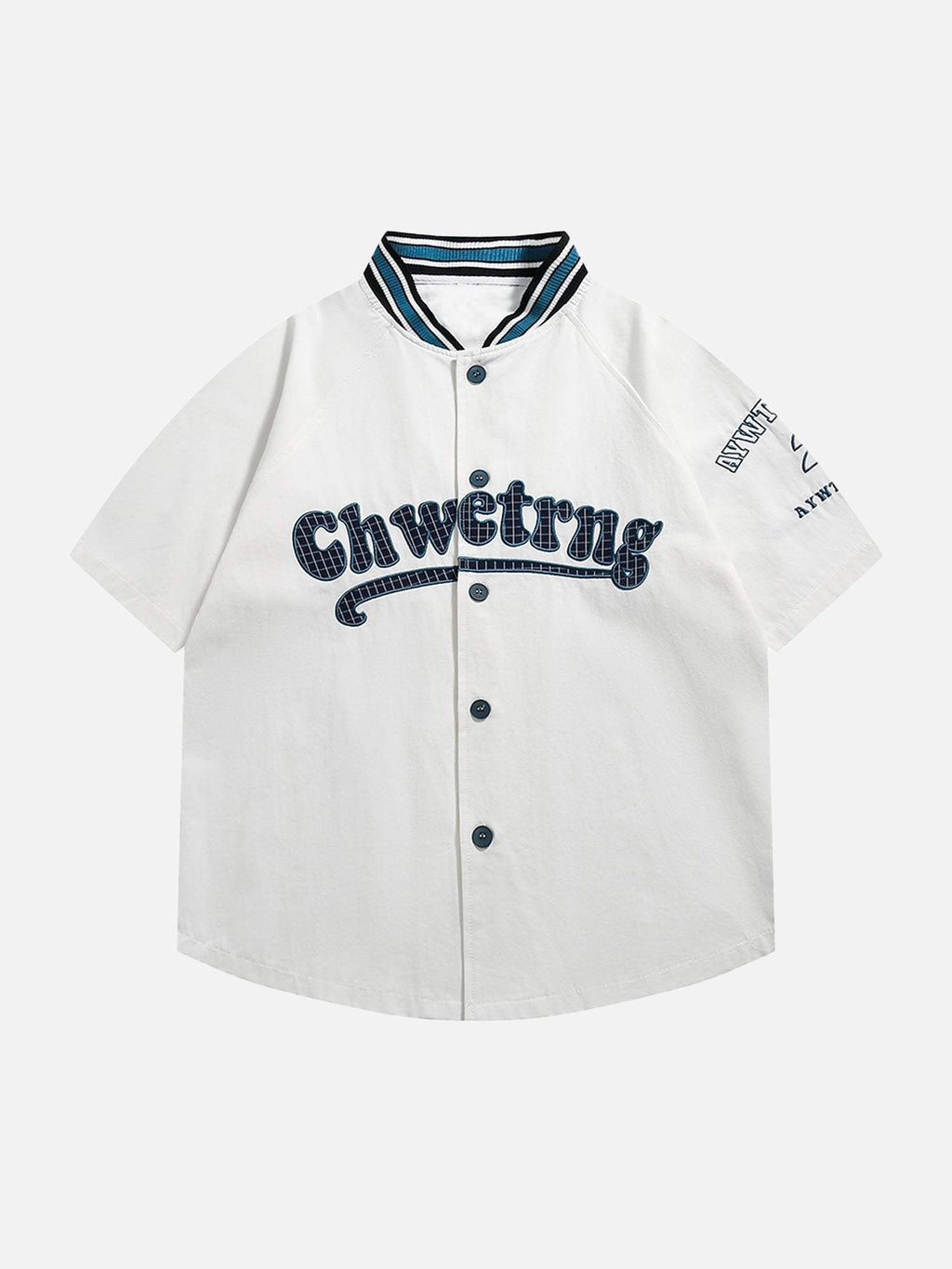 Disguisen American Retro Letter Patch Short-sleeved Shirt