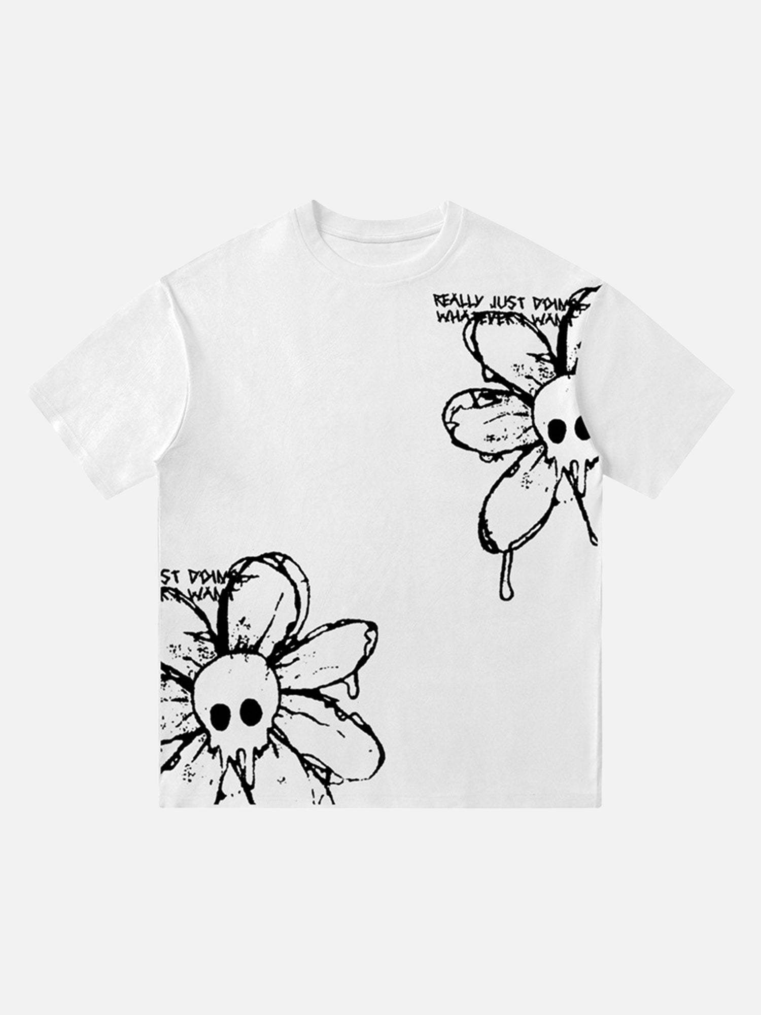 Disguisen American Retro Creative Skull Flower T-shirt