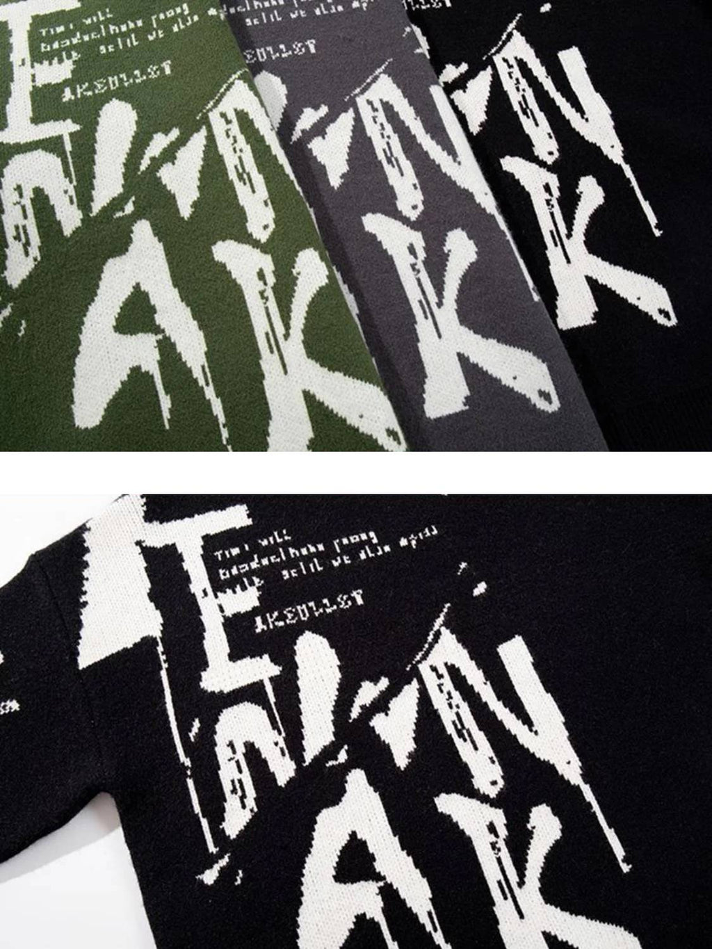 Street Letter Graffiti Jacquard Sweater
