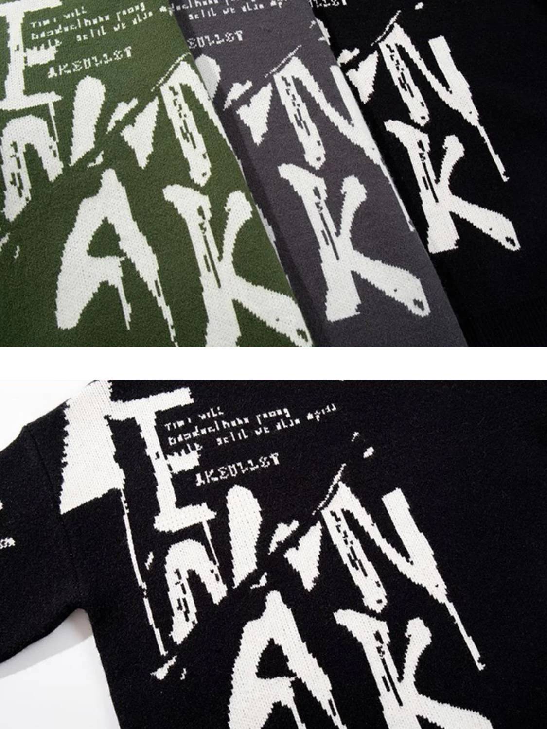 Street Letter Graffiti Jacquard Sweater