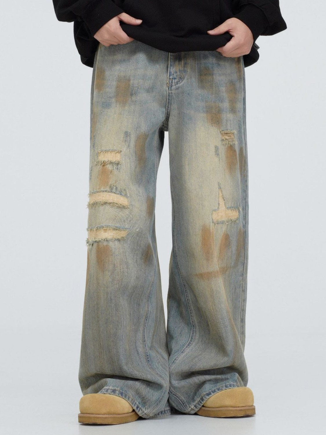 Vintage Graffiti Washed Distressed Jeans