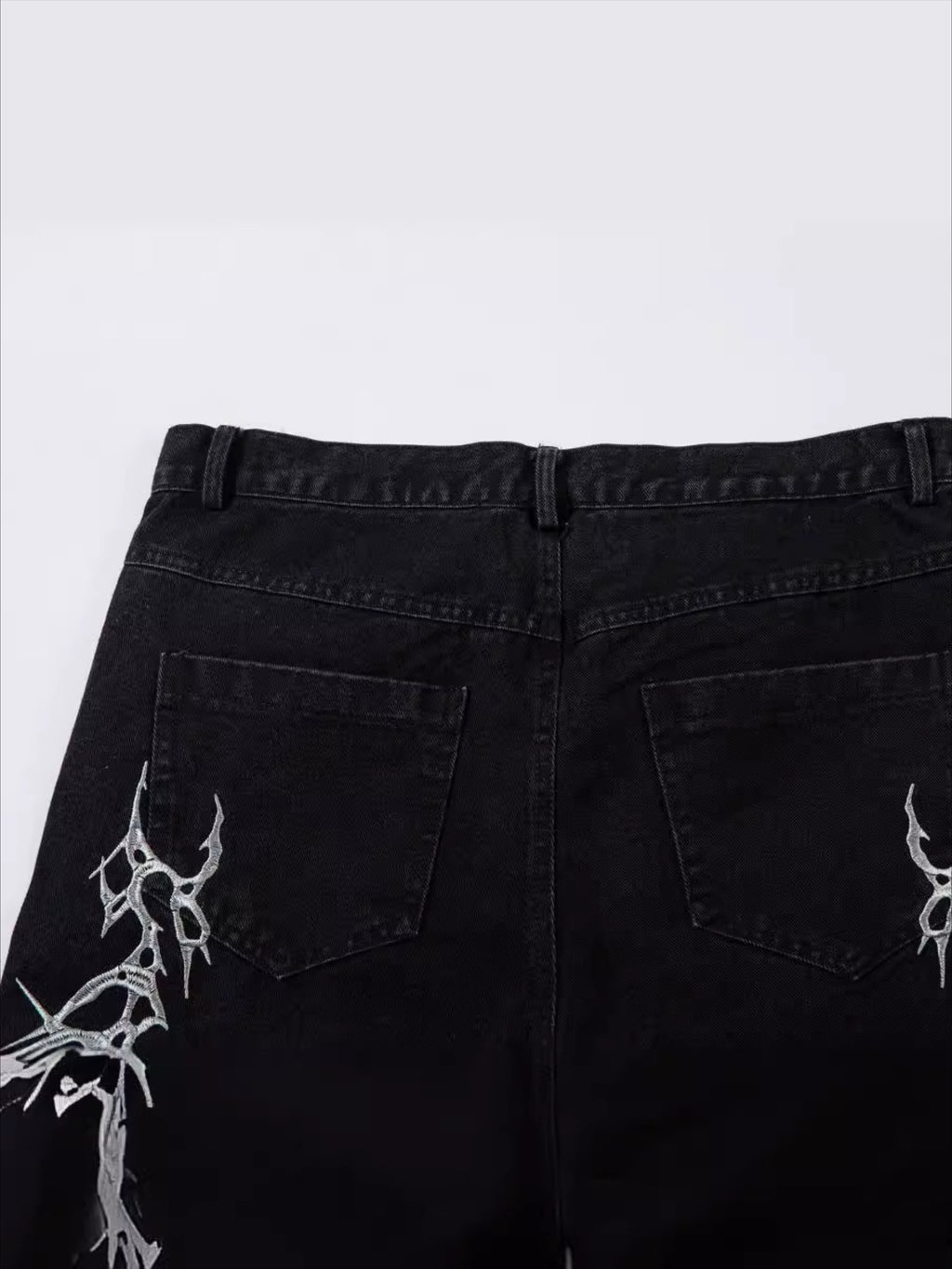 Thorn Embroidered Straight-leg Jeans