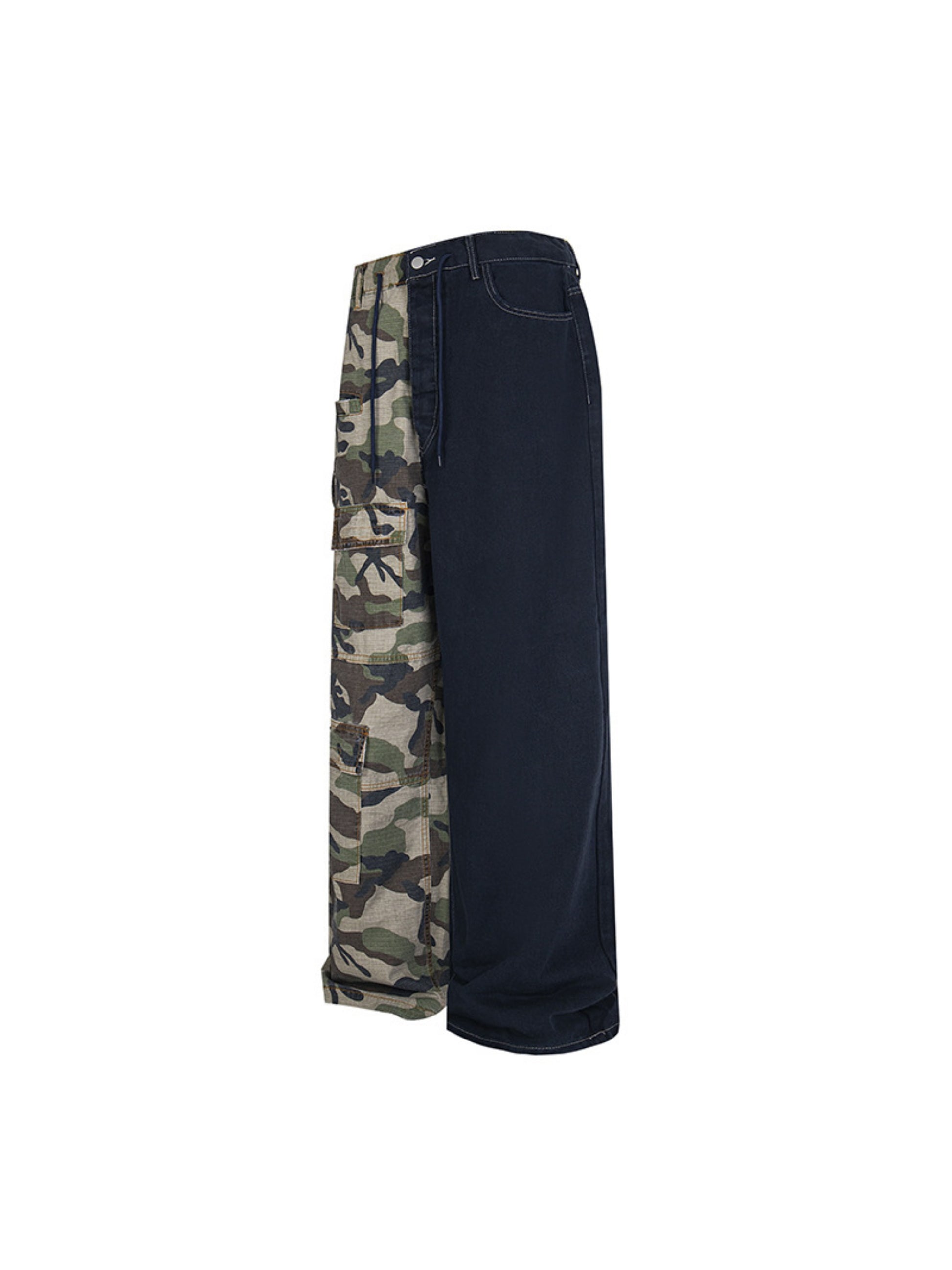 Multi-pocket Camouflage Double-stitched Drawstring Jeans
