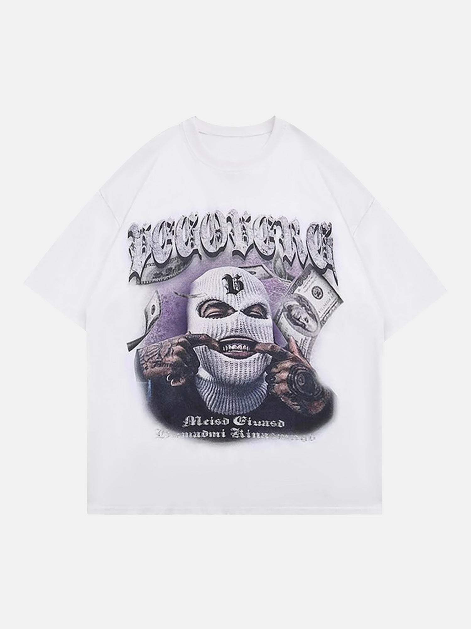 Disguisen Masked Gangster Portrait Printed T-Shirt