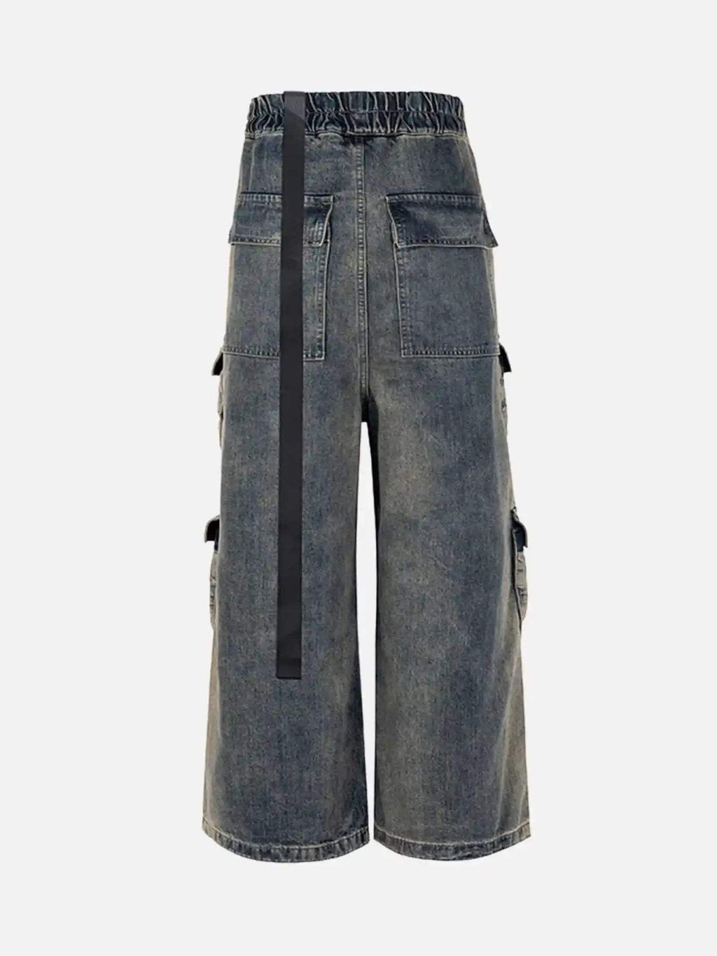 Disguisen Wide Leg Multi-Pocket Straight Leg Loose Jeans-4433