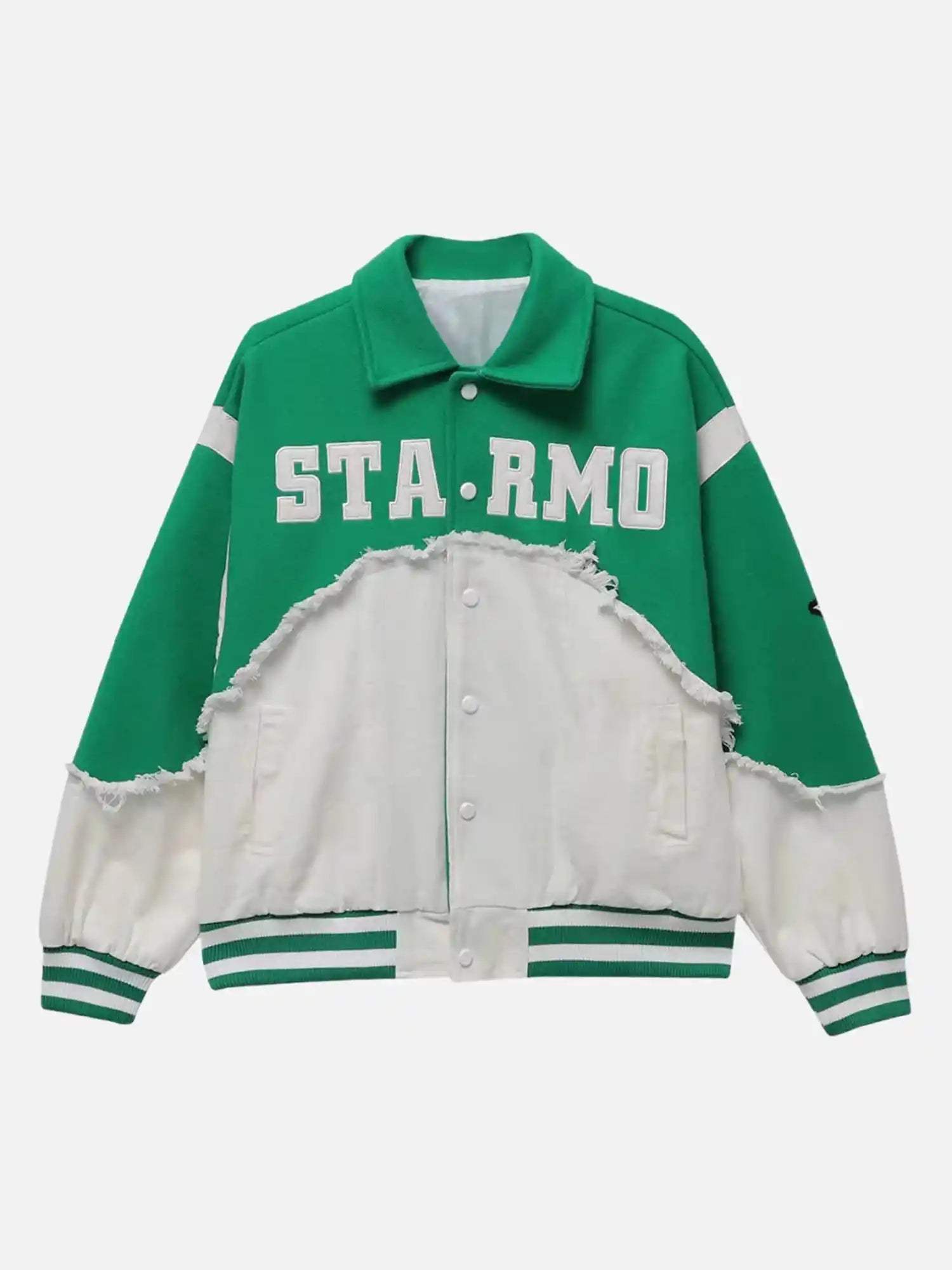 Disguisen American High Street Denim Fabric Splicing Baseball Jacket