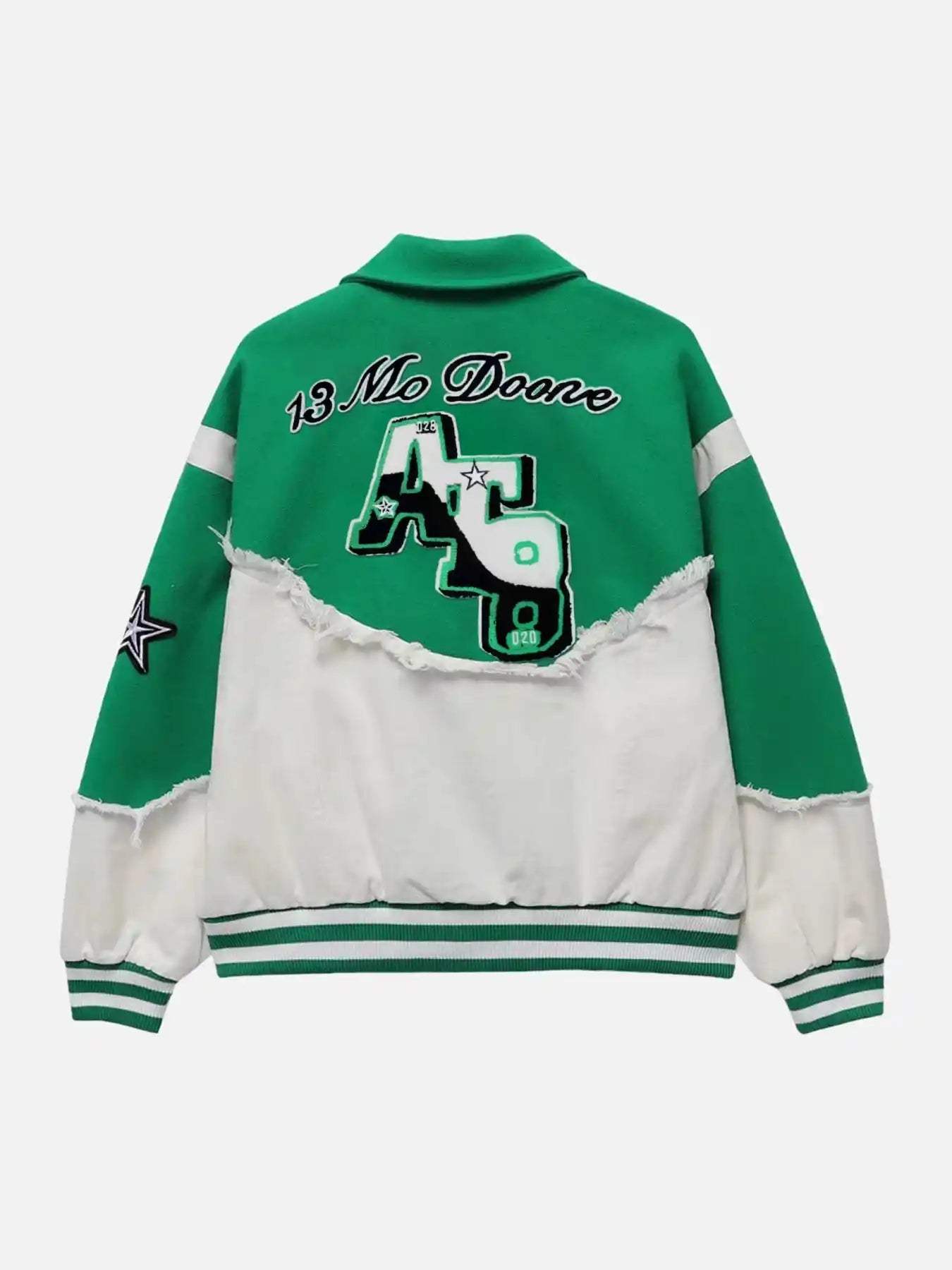 Disguisen American High Street Denim Fabric Splicing Baseball Jacket