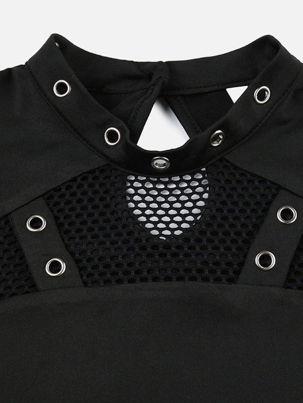Disguisen Mesh Eyelet Cutout Crop Top