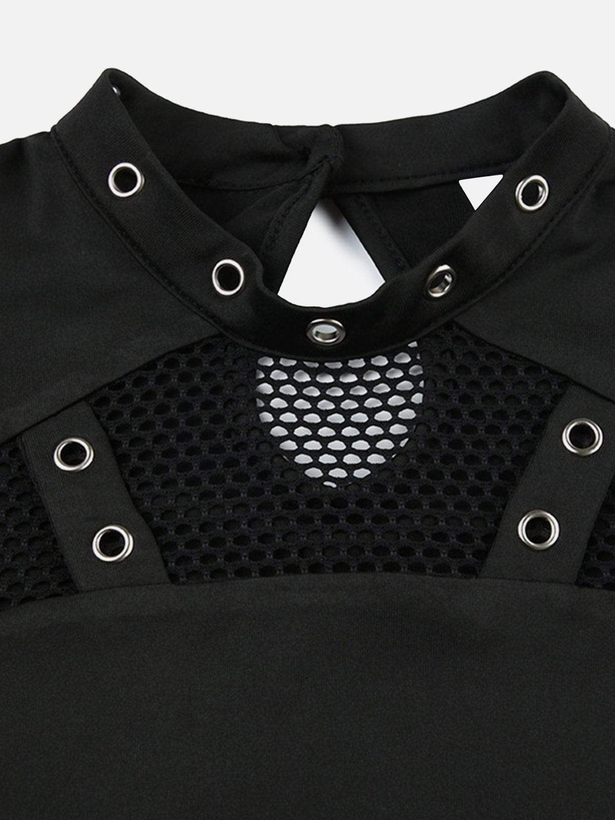 Disguisen Mesh Eyelet Cutout Crop Top