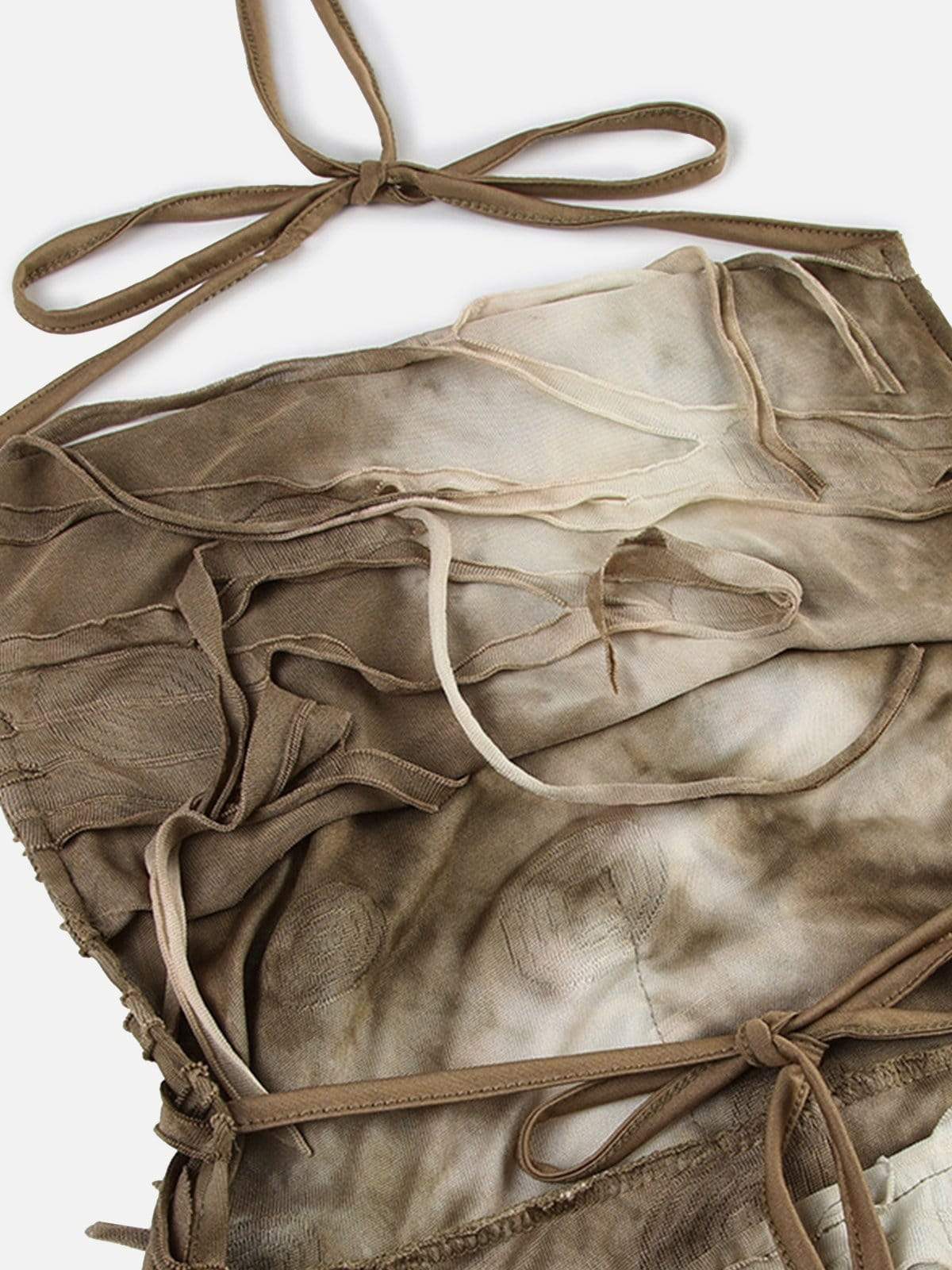 Disguisen Tie-Dye Ripped Fringed Long Dress