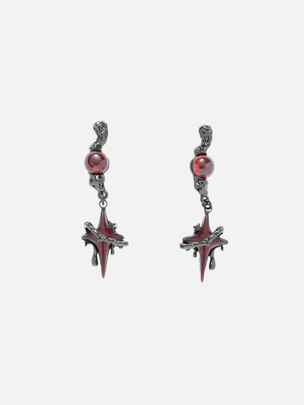 Disguisen Artificial Ruby Four-Pointed Star Earring