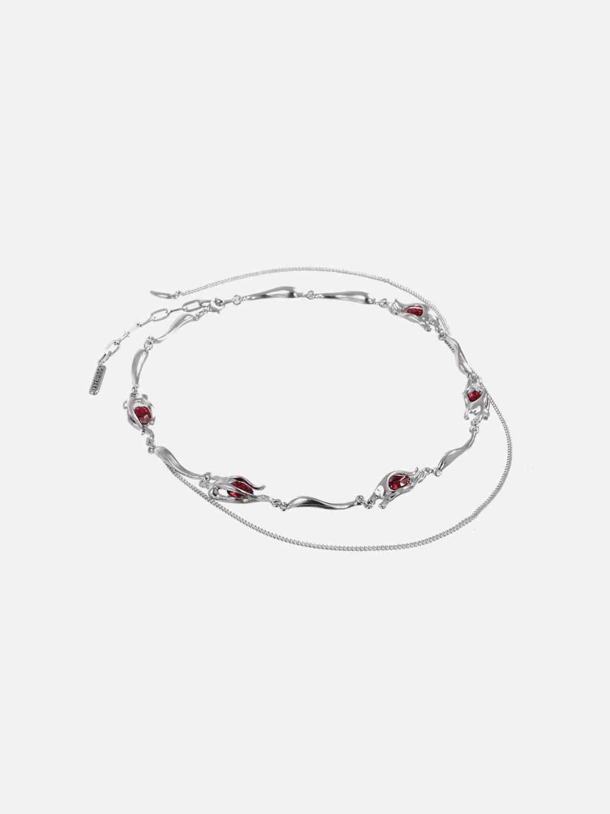Disguisen Red Flowers Punk Necklace
