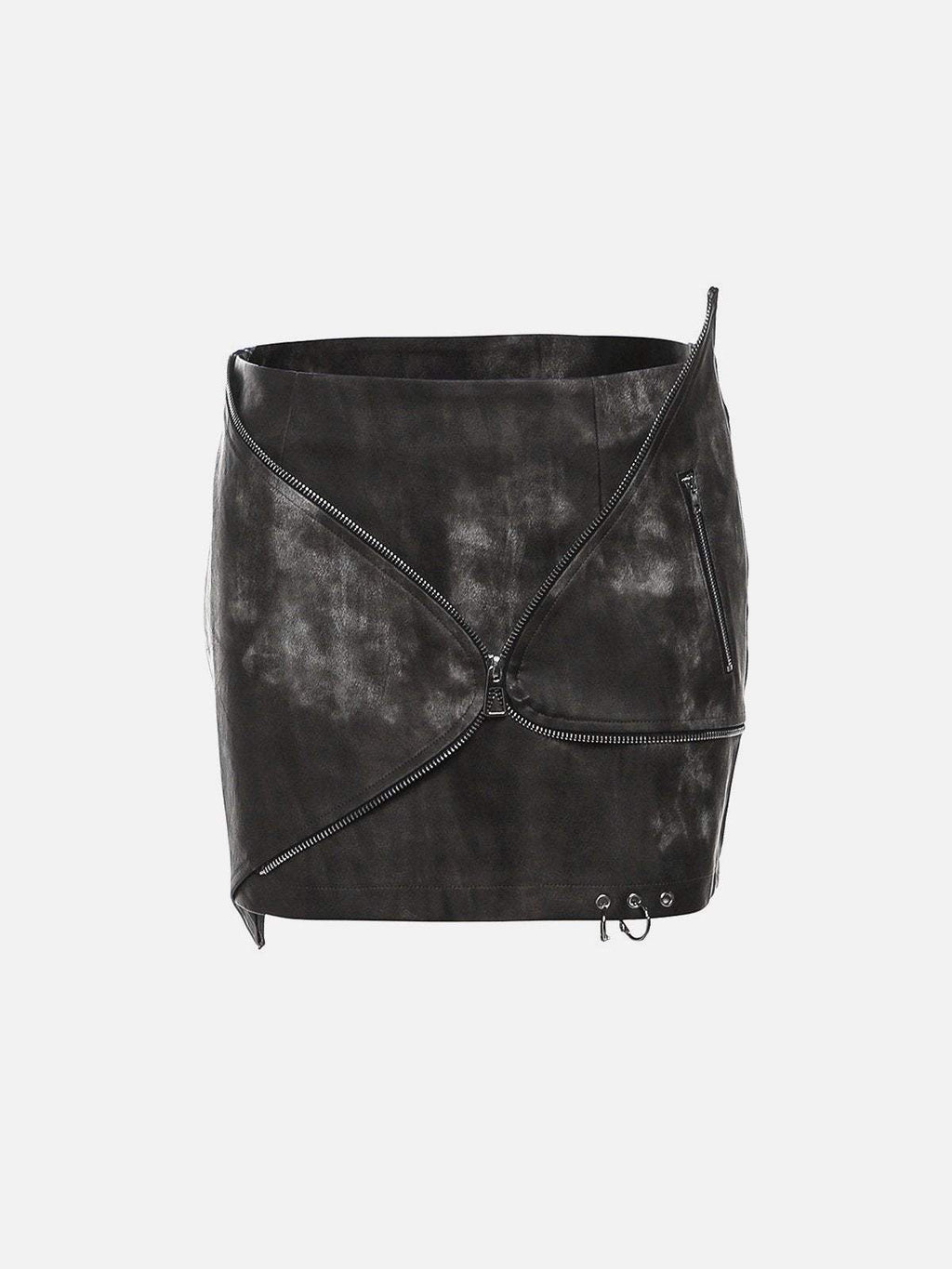 Disguisen Irregular Zip Up Washed Skirts