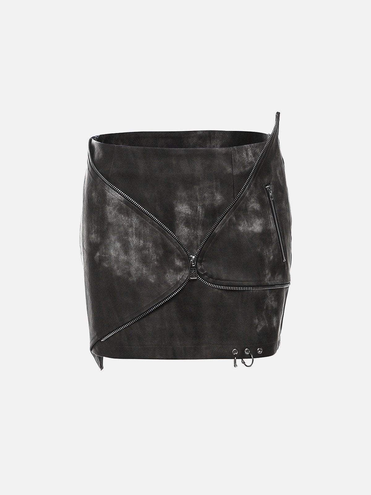 Disguisen Irregular Zip Up Washed Skirts