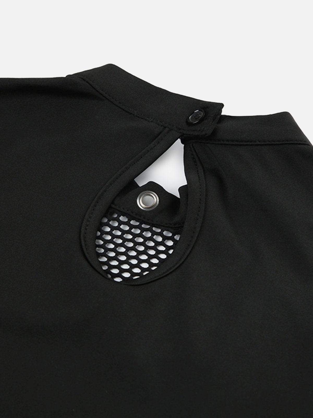 Disguisen Mesh Eyelet Cutout Crop Top