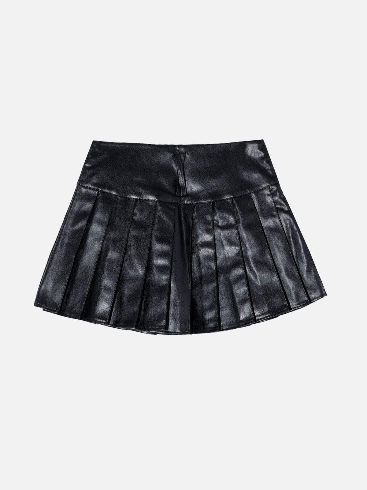 Disguisen Punk Style Metallic Pleated Skirt