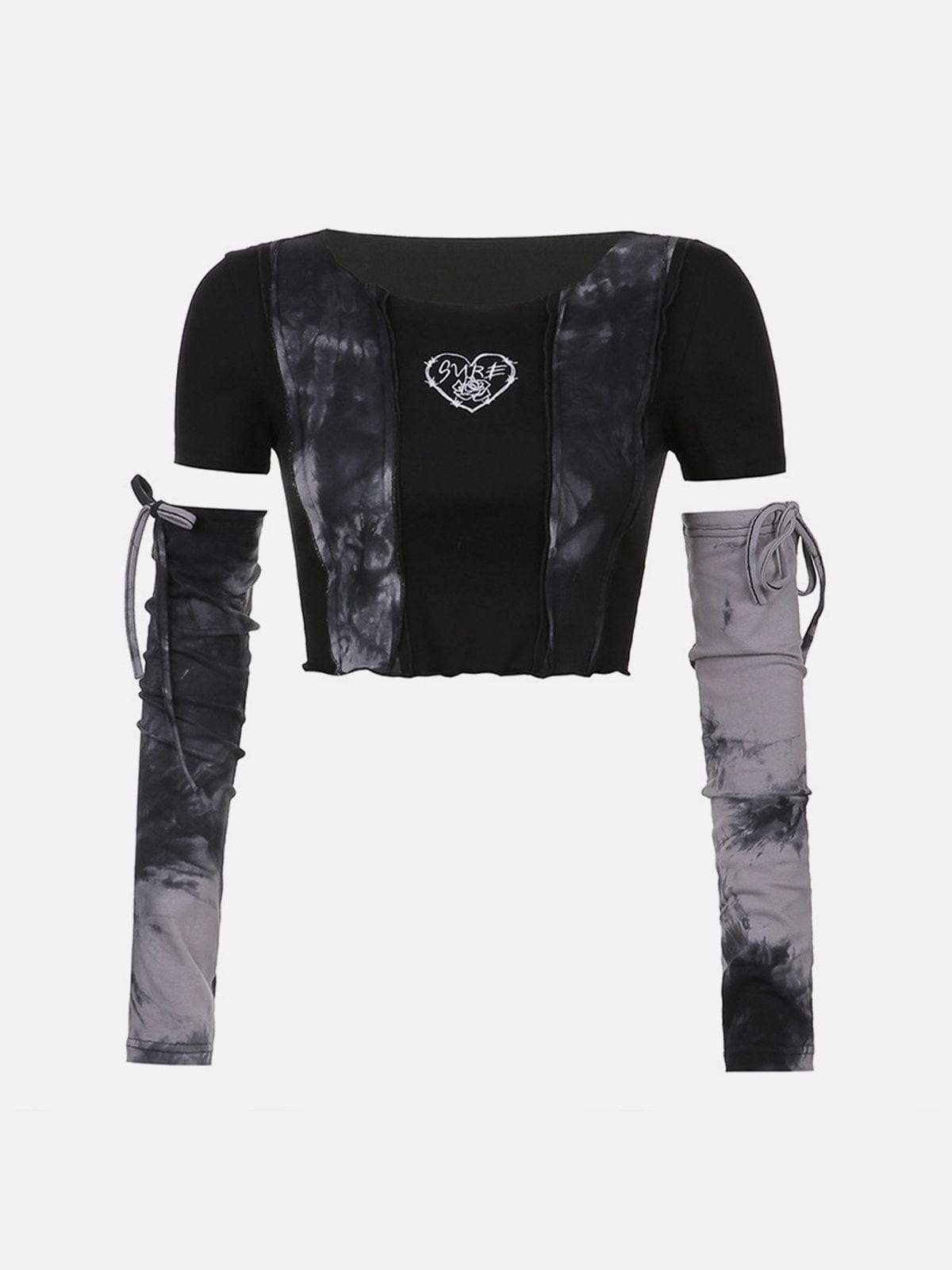 Disguisen Tie-Dye Patchwork Crop Top