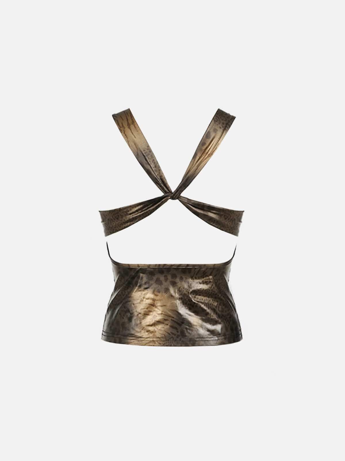 Disguisen Glossy Leopard Print Contrast Vest