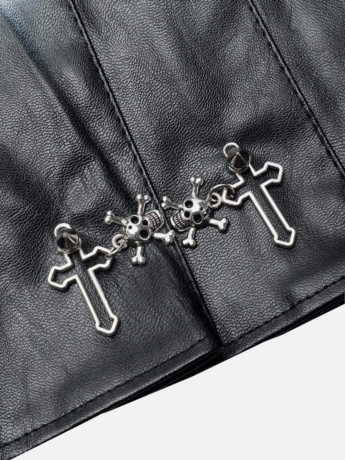 Disguisen Punk Style Metallic Pleated Skirt
