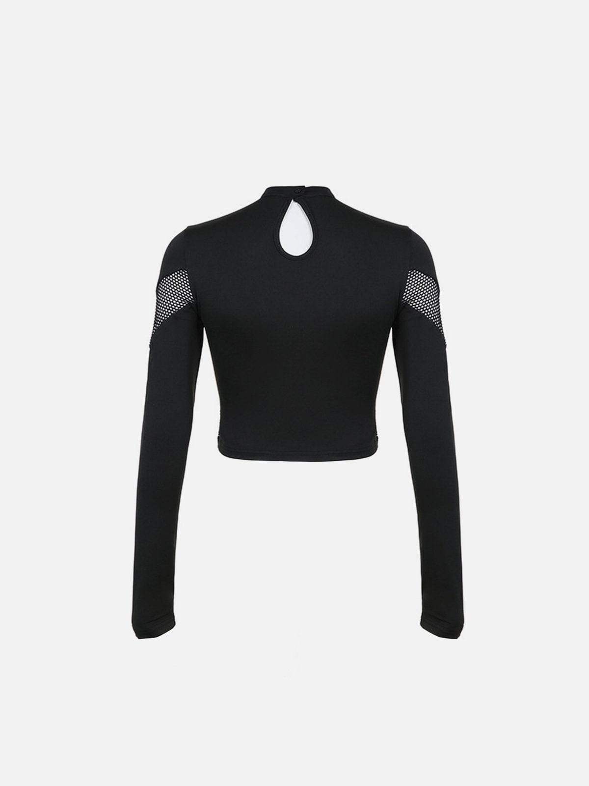 Disguisen Mesh Eyelet Cutout Crop Top
