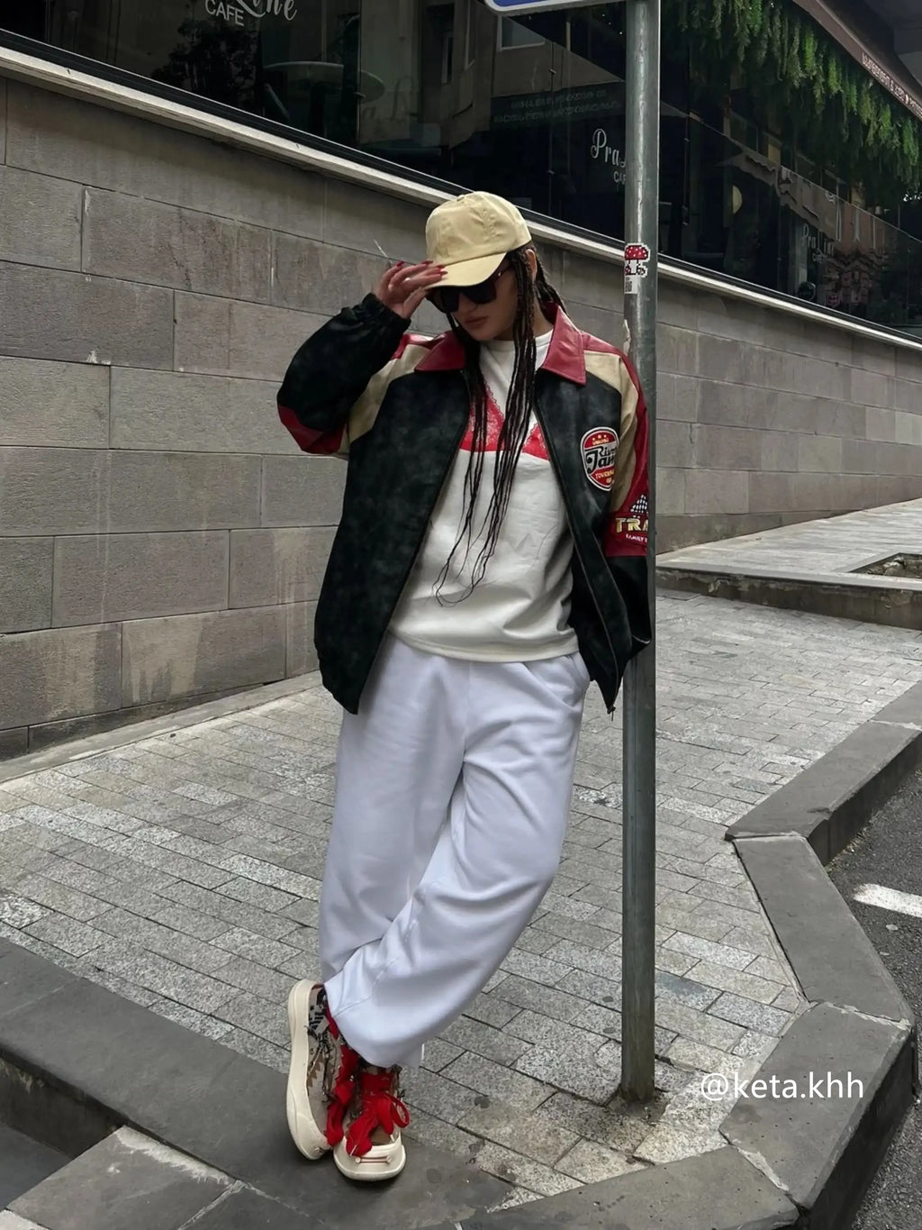 Disguisen American Retro Contrast Color Pu Racing Jacket