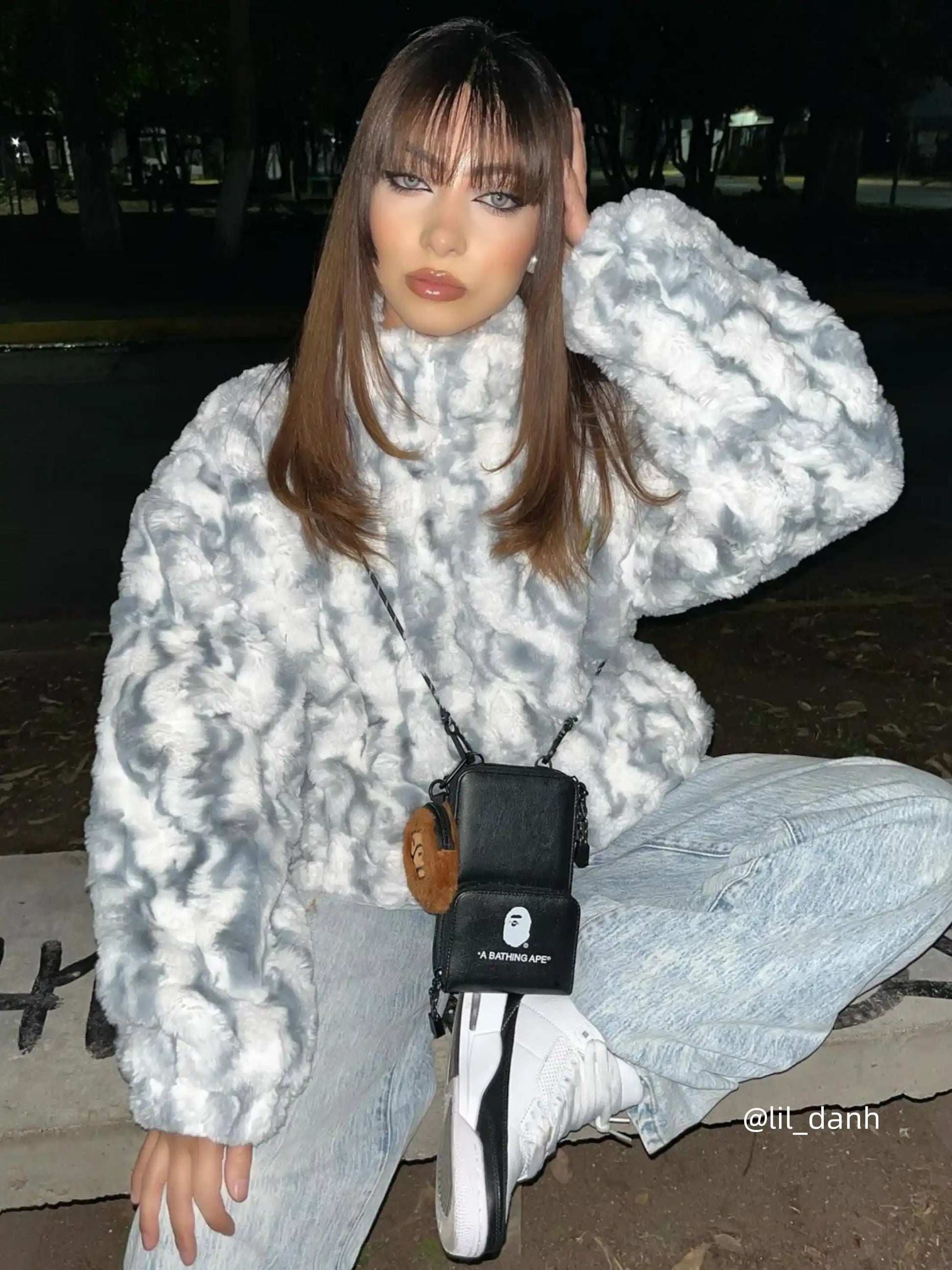 Disguisen Tie-dye Gradient Stand Collar Coat