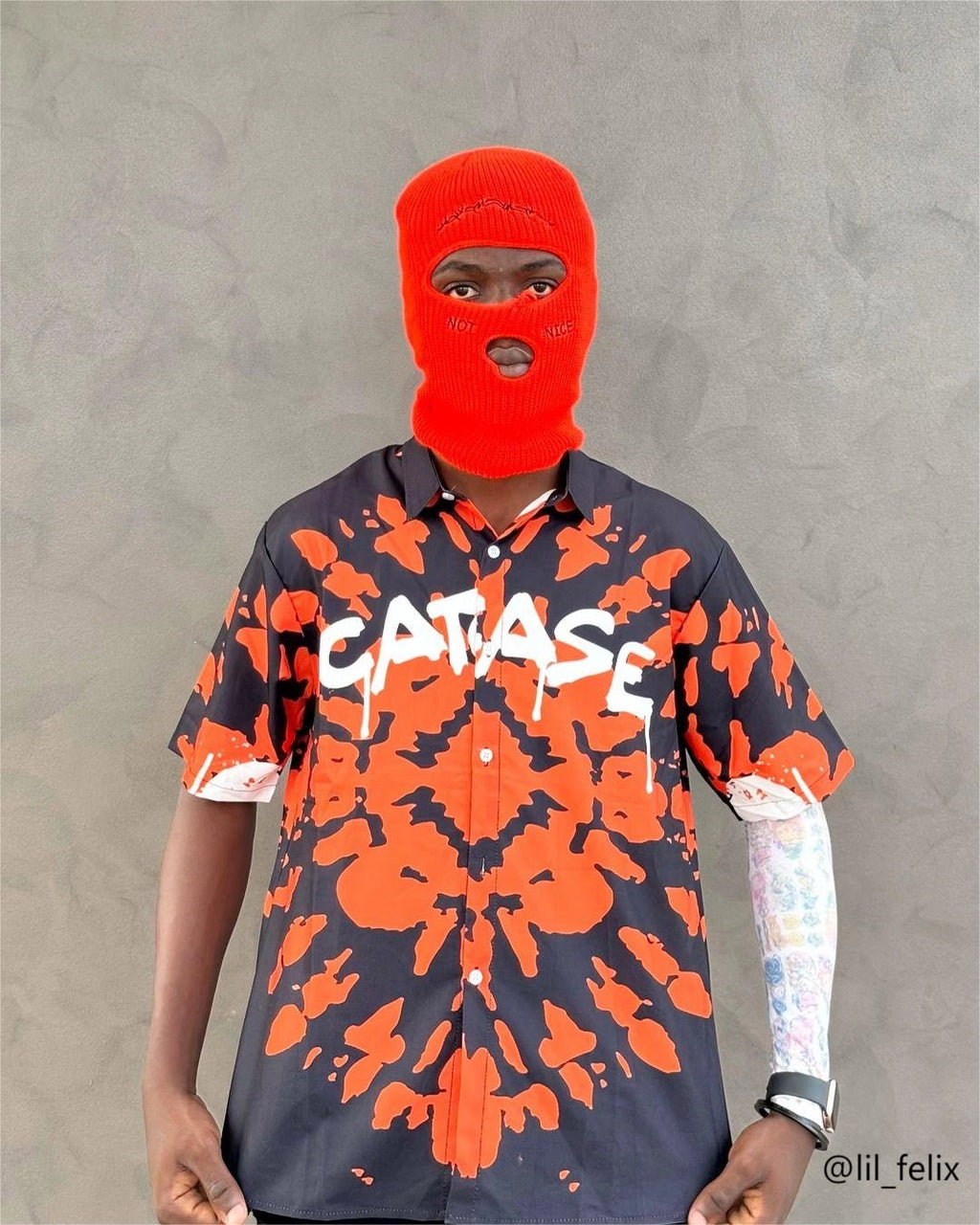 Disguisen Faux Tie-Dye Print Short-Sleeved Hip-Hop Shirt